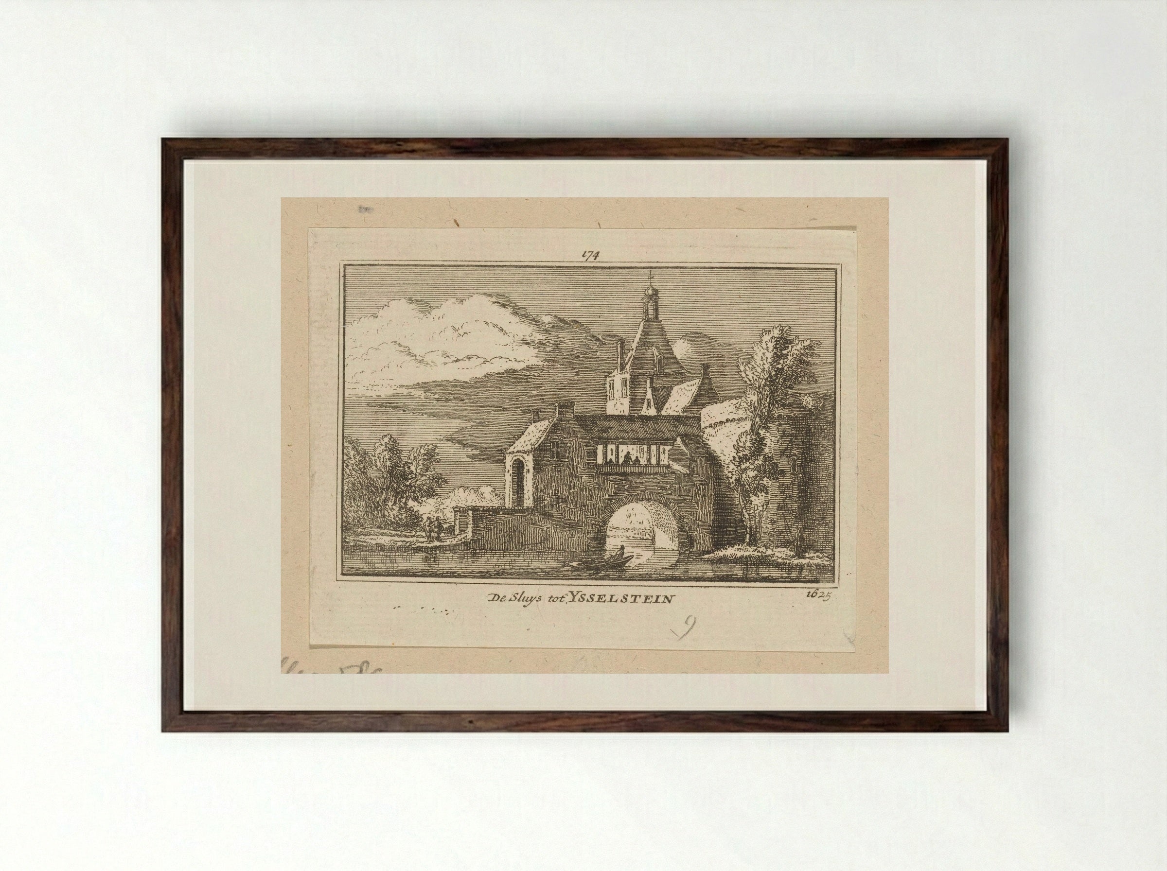 Gezicht op de sluis bij de IJsselpoort te IJsselstein - Abraham Rademaker - Framed Print Dark Wood