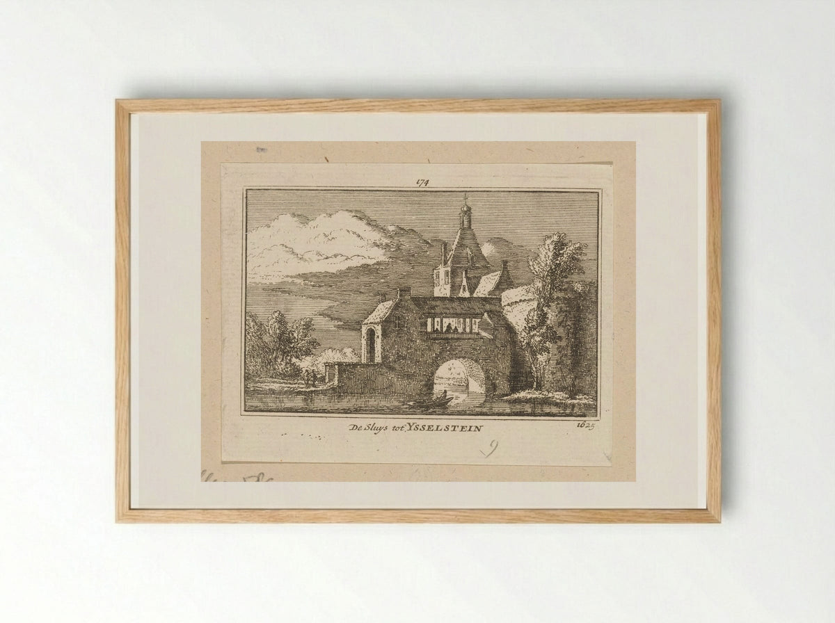 Gezicht op de sluis bij de IJsselpoort te IJsselstein - Abraham Rademaker - Framed Print Wood