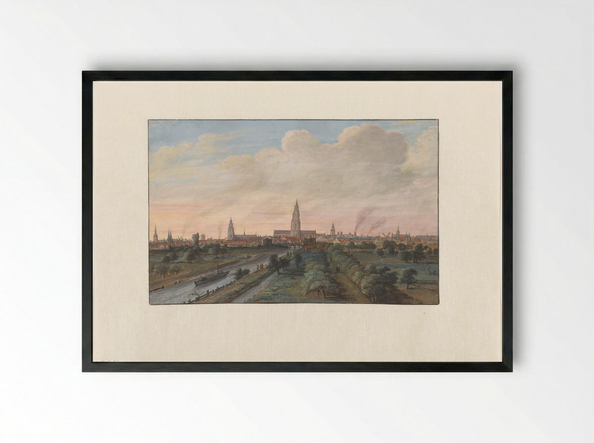 Gezicht op de stad Groningen - Gerrit Battem - Framed Print Black