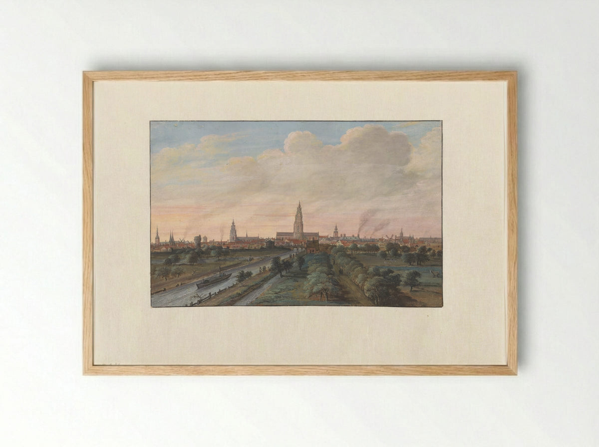 Gezicht op de stad Groningen - Gerrit Battem - Framed Print Wood