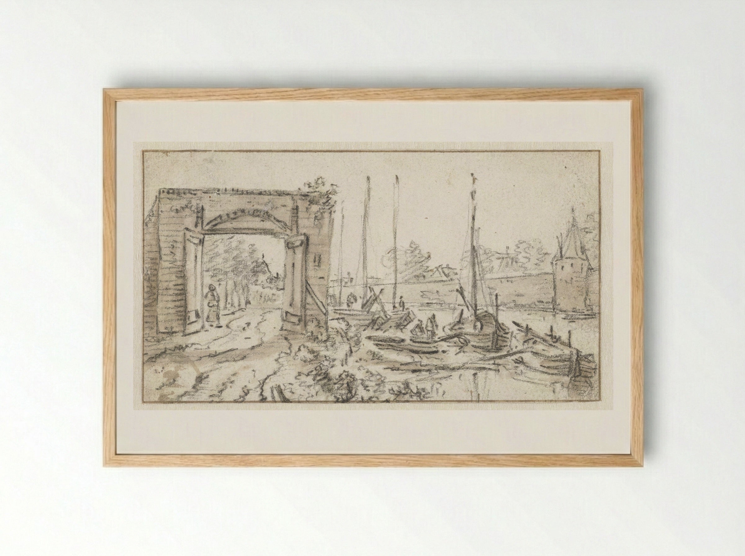 Gezicht op de stadsmuur van Utrecht - Herman Saftleven - Framed Print Wood