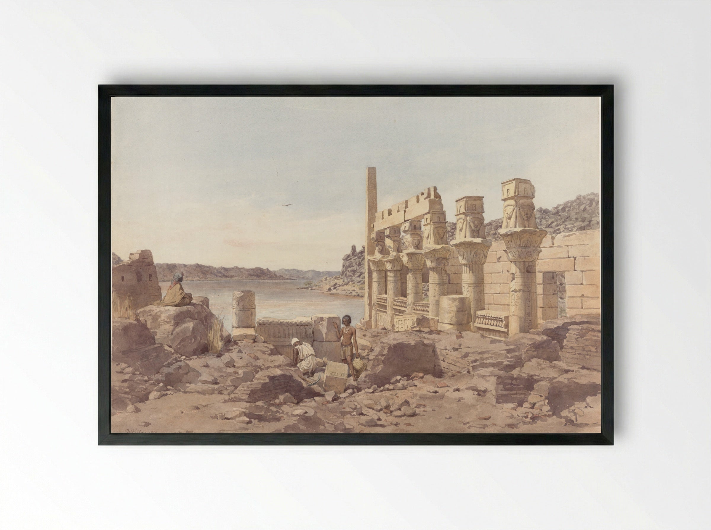 Gezicht op de tempelruïnes te Philae bij Aswan - Willem de Famars Testas - Framed Print Black