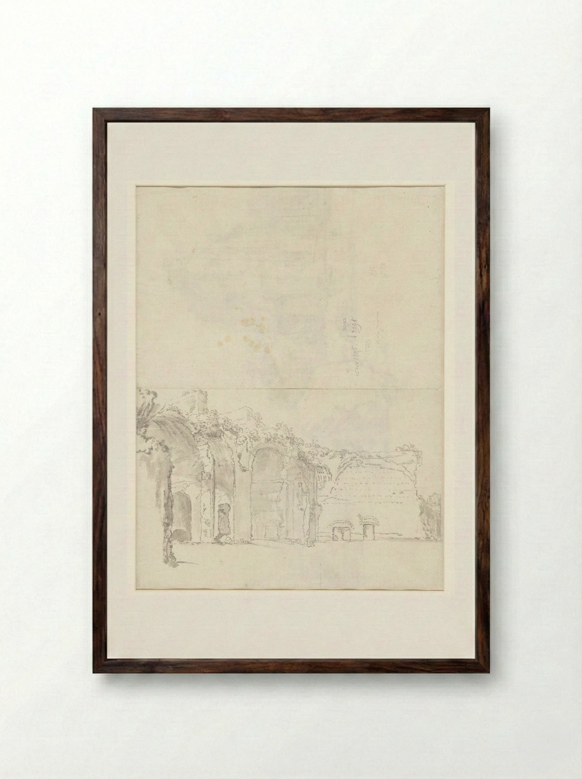 Gezicht op de thermen van Caracalla - Guilliam du Gardijn - Framed Print Dark Wood