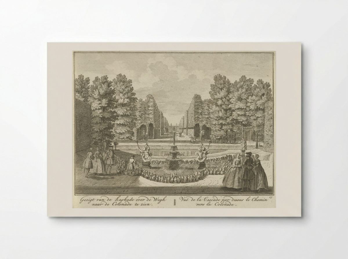 Gezicht op de vijver richting de colonnade in de tuin van Huis ter Meer te Maarssen - Hendrik de Leth - Poster