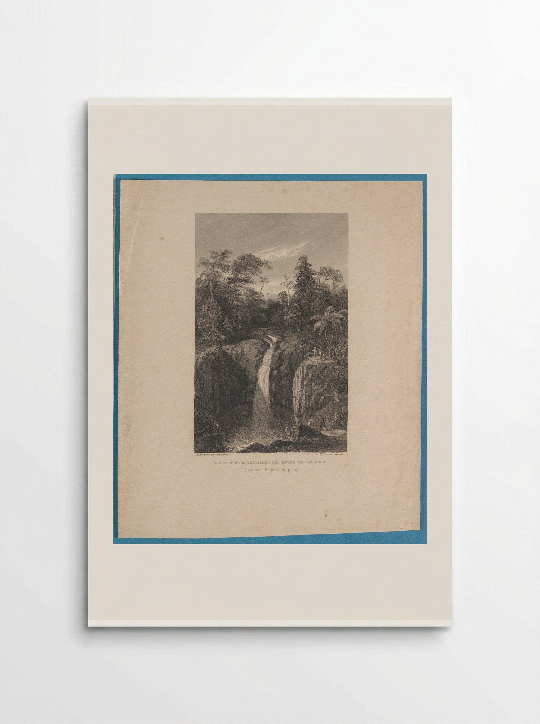 Gezicht op de watervallen der rivier Tji-Cueurieux - Johann Wilhelm Kaiser - Poster