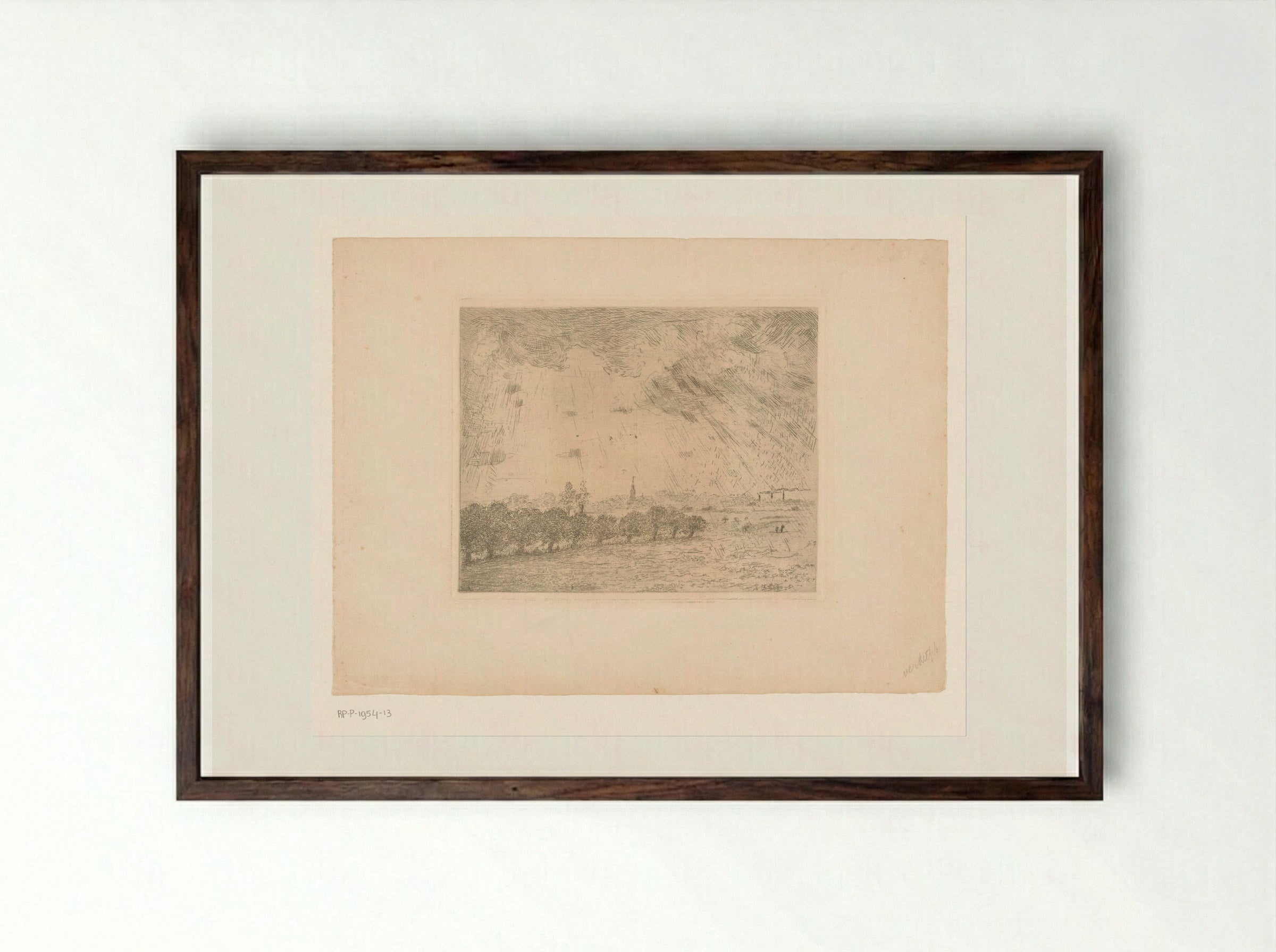Gezicht op de weilanden bij Vilvoorde - Rik Wouters - Framed Print Dark Wood