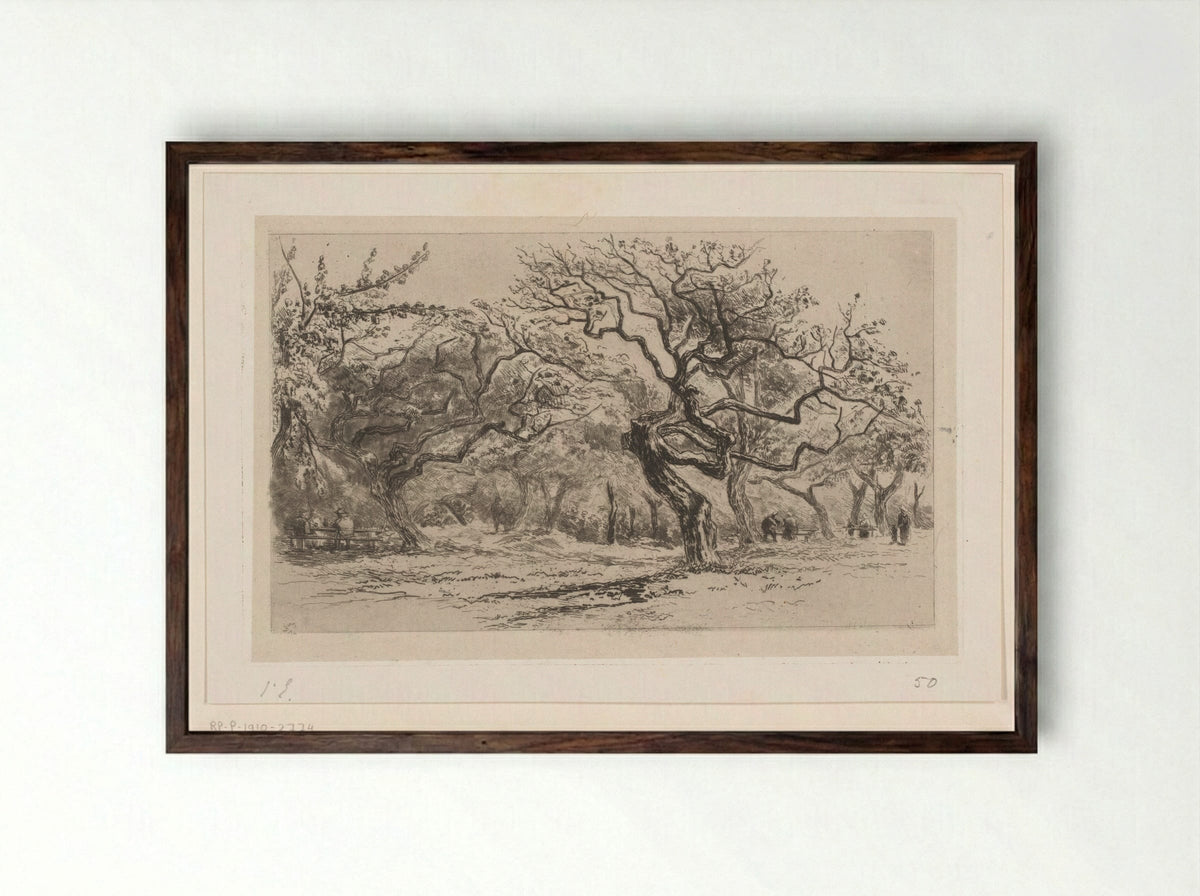 Gezicht op een boomgaard bij Honfleur - Carel Nicolaas Storm van 's-Gravesande - Framed Print Dark Wood