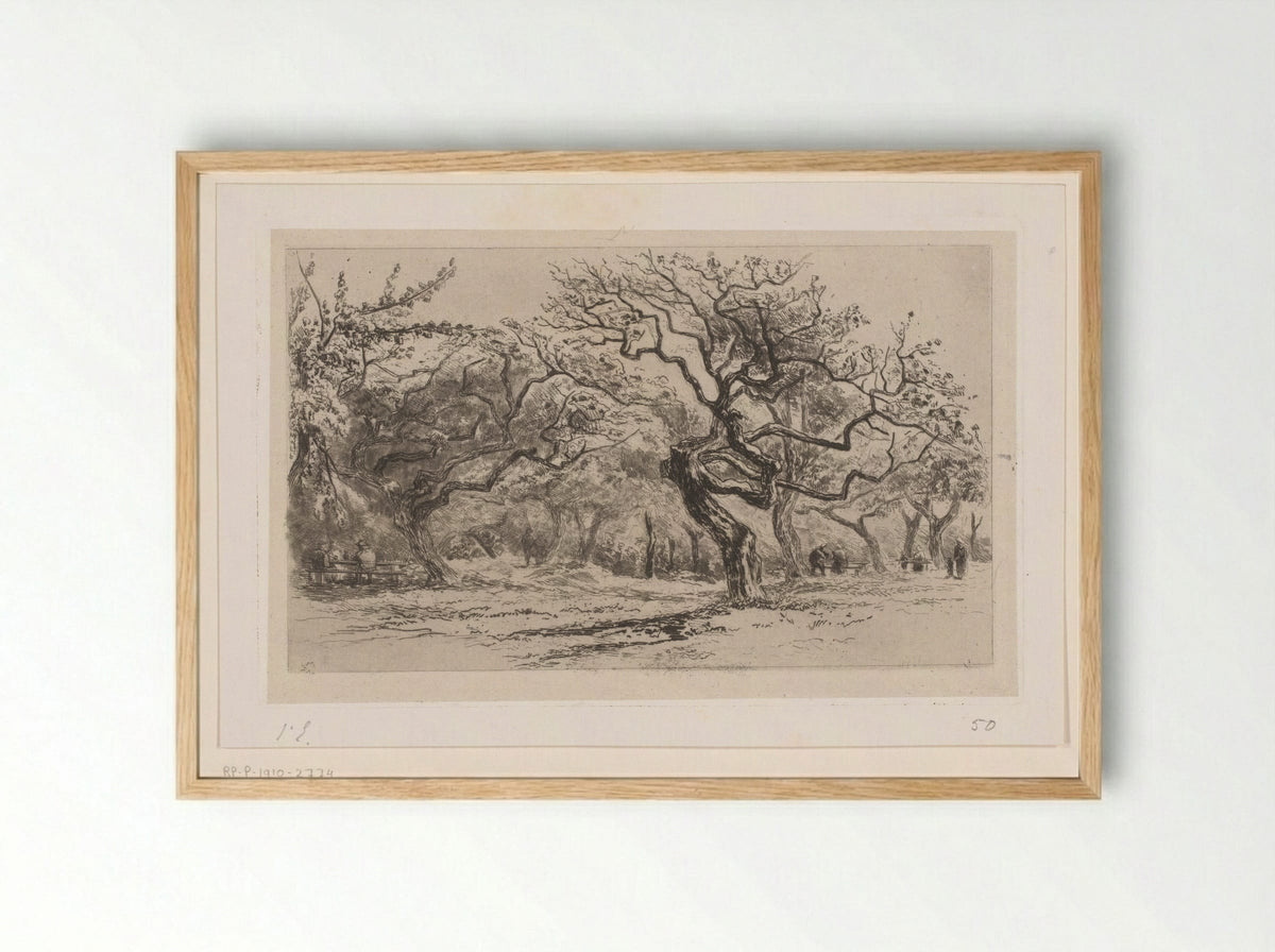 Gezicht op een boomgaard bij Honfleur - Carel Nicolaas Storm van 's-Gravesande - Framed Print Wood