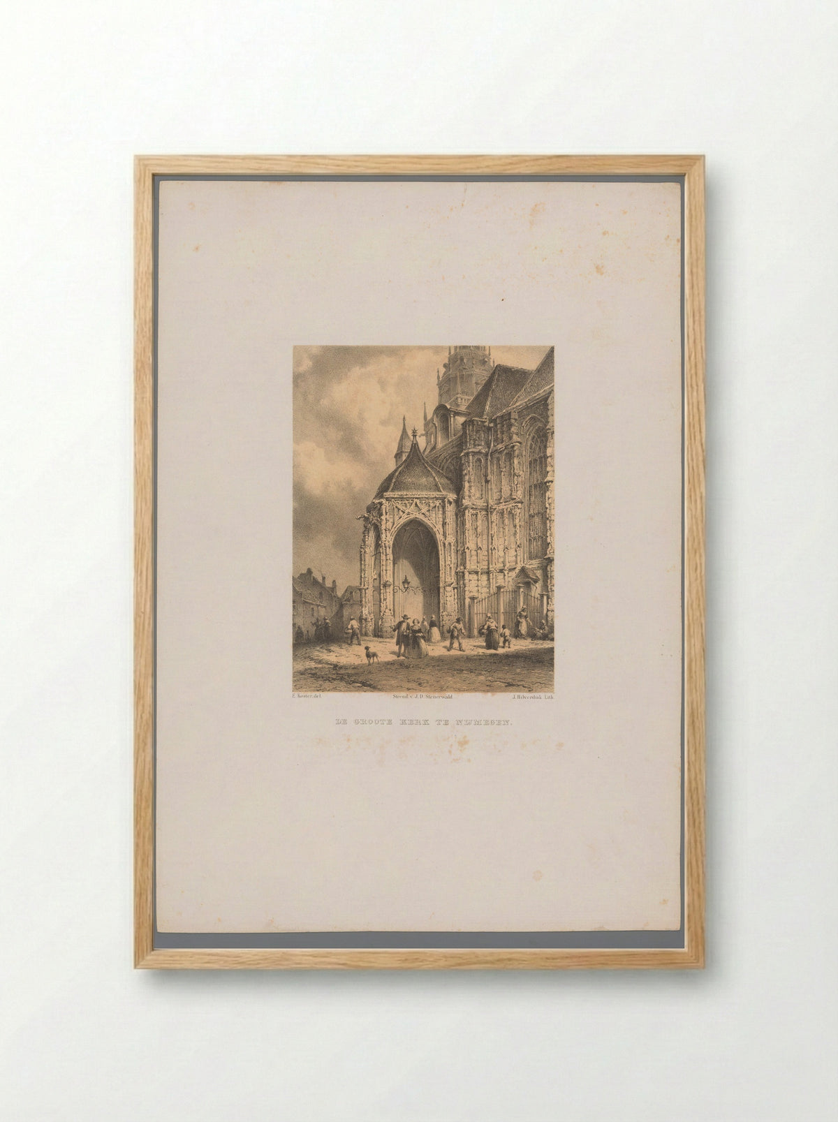 Gezicht op een deel van de Grote of Sint-Stevenskerk te Nijmegen - Frans Buffa en Zonen - Framed Print Wood