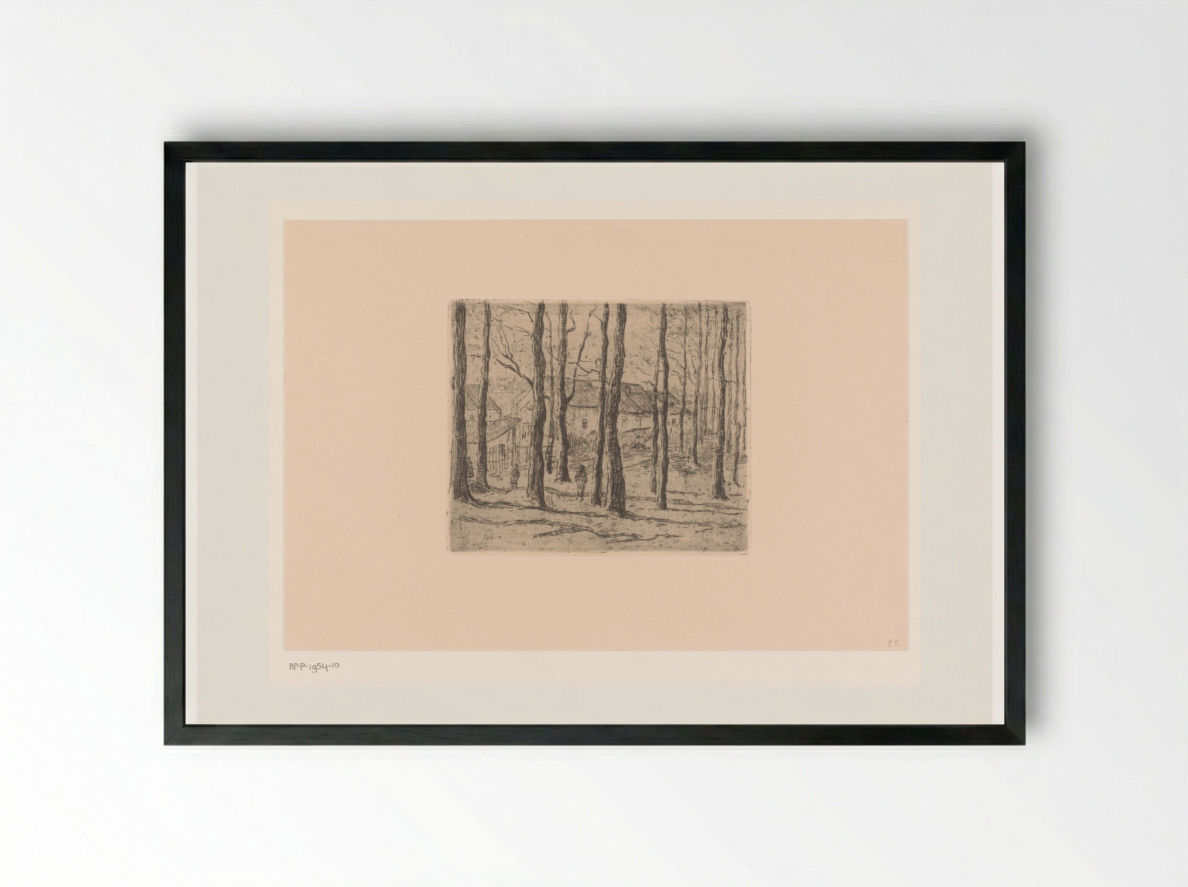 Gezicht op een dorp tussen bomen door - Rik Wouters - Framed Print Black