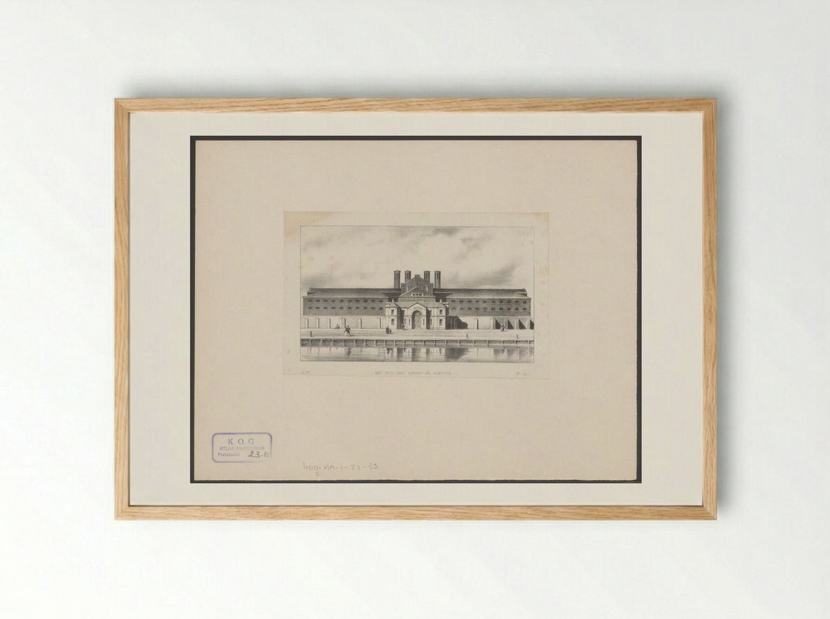 Gezicht op een gevangenis te Amsterdam - Gebroeders Diederichs - Framed Print Wood