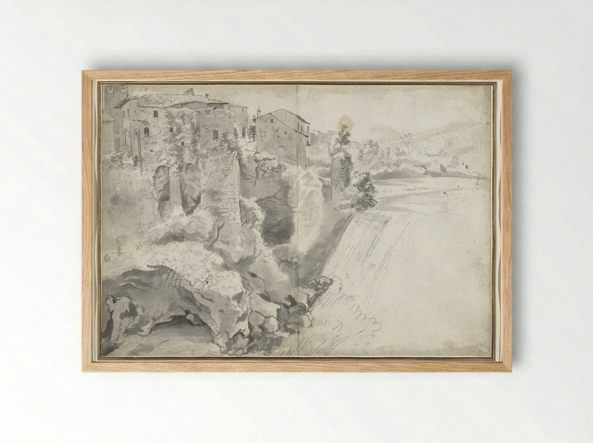 Gezicht op een grote waterval bij Tivoli - Jan Worst - Framed Print Wood