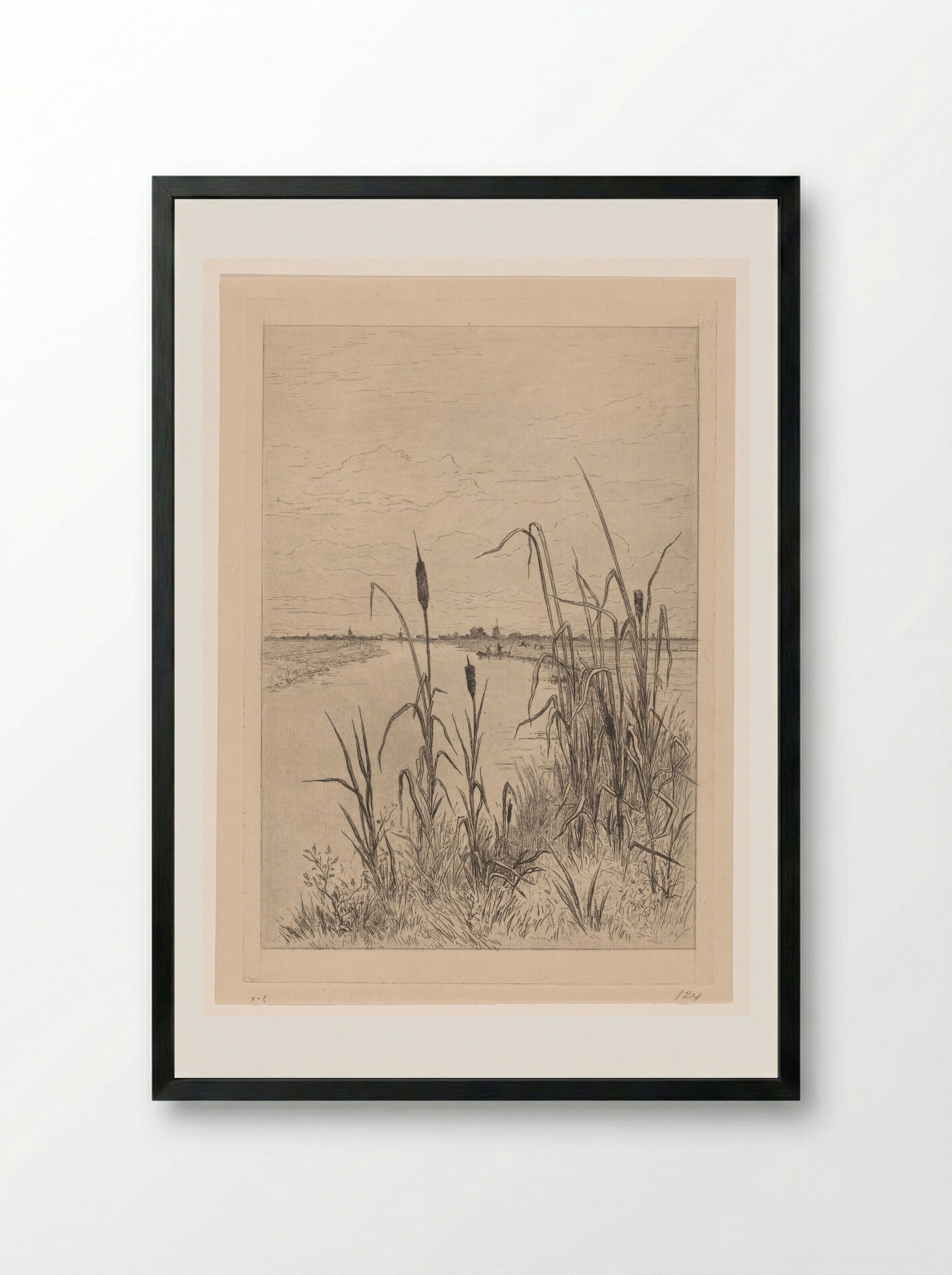 Gezicht op een kanaal bij Loosdrecht - Carel Nicolaas Storm van 's-Gravesande - Framed Print Black