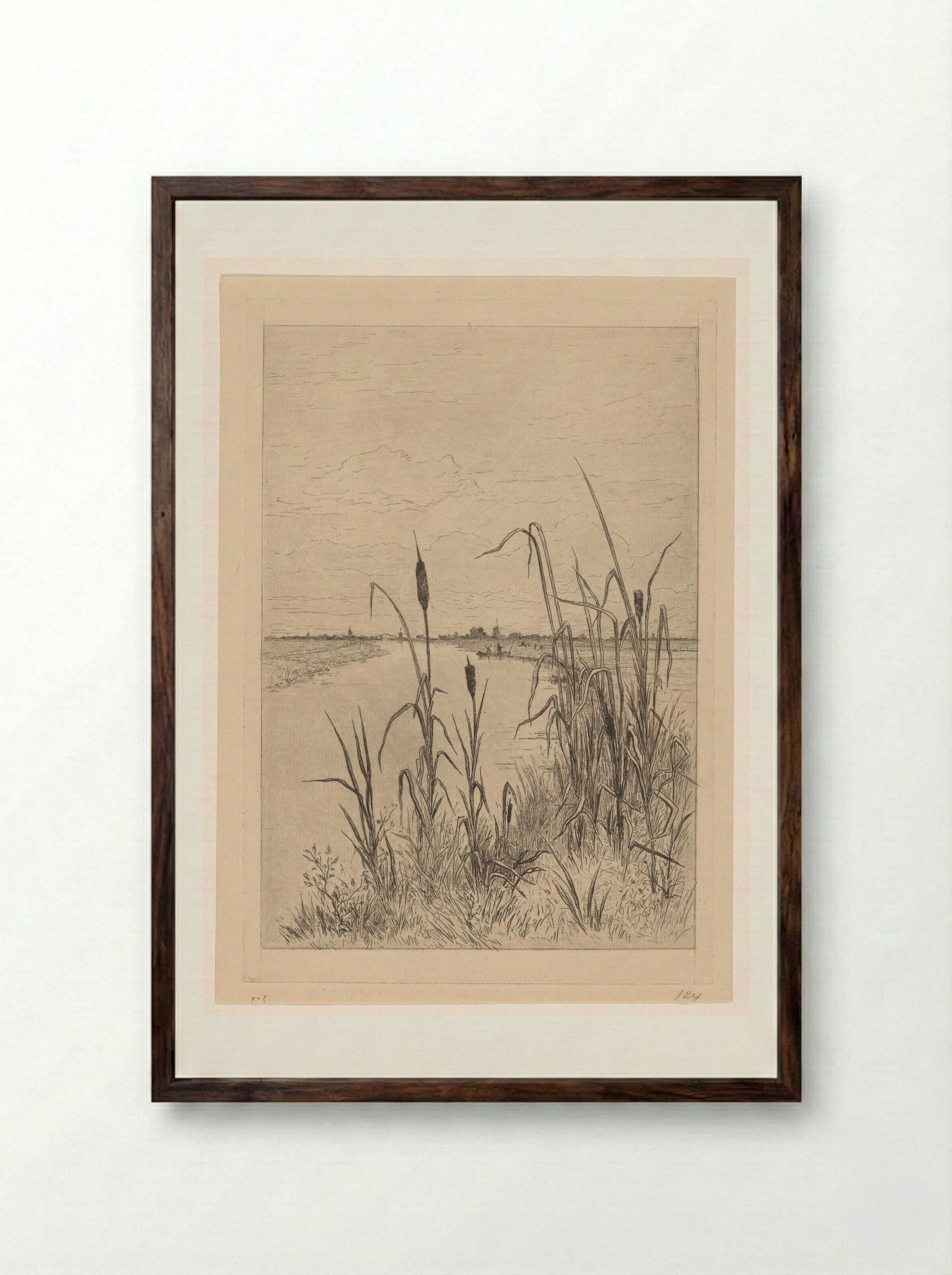 Gezicht op een kanaal bij Loosdrecht - Carel Nicolaas Storm van 's-Gravesande - Framed Print Dark Wood