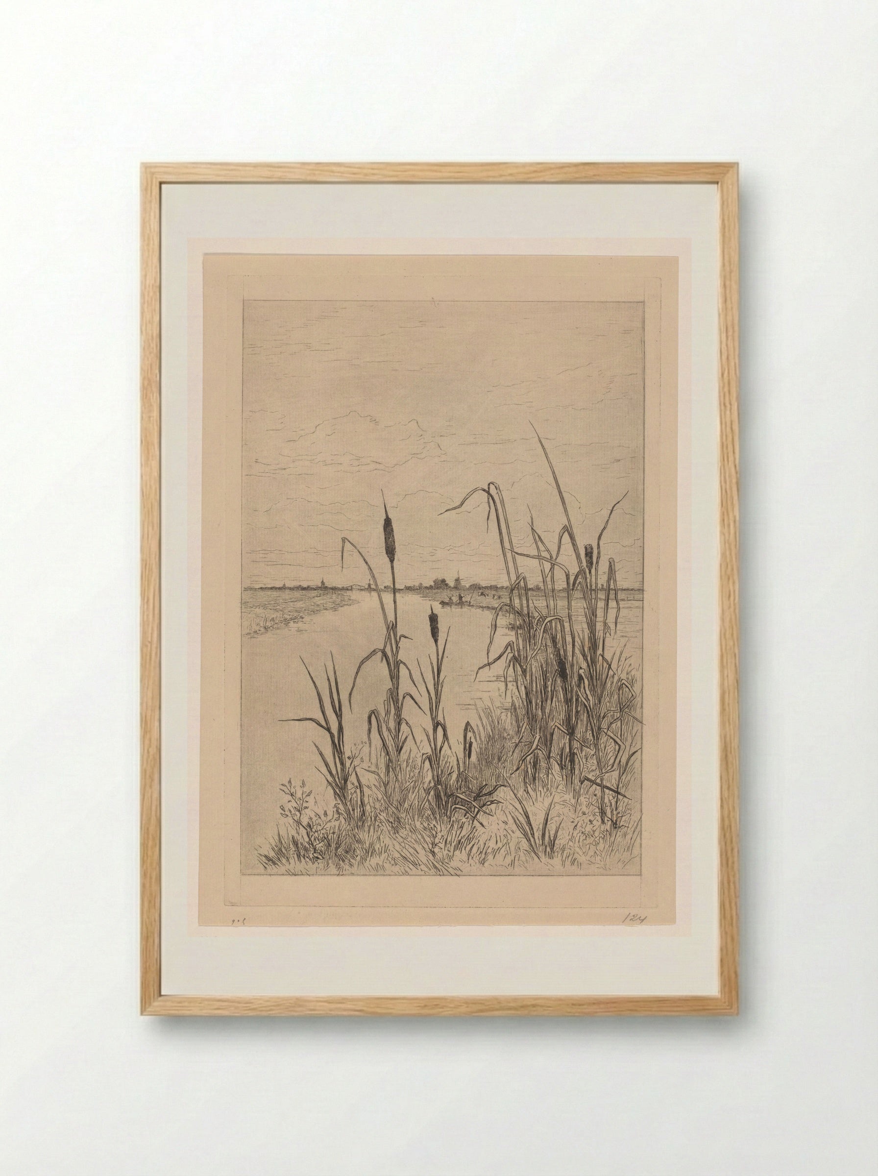Gezicht op een kanaal bij Loosdrecht - Carel Nicolaas Storm van 's-Gravesande - Framed Print Wood
