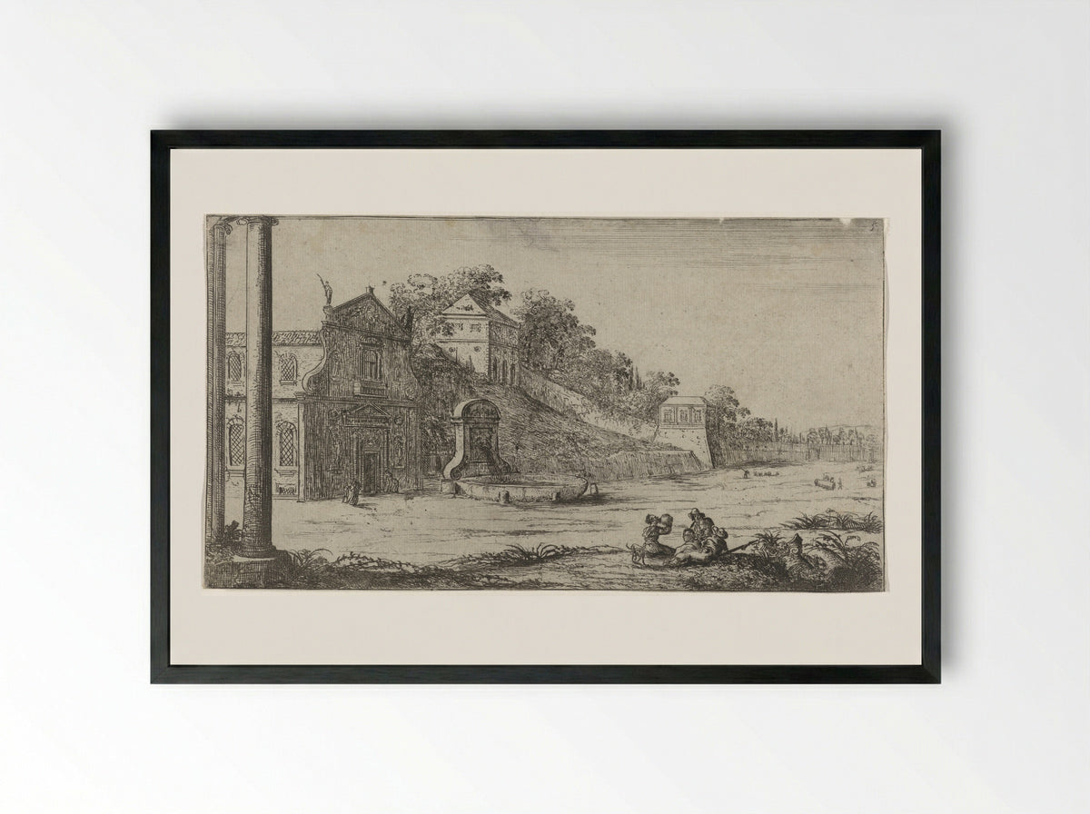 Gezicht op een kerk te Rome - Jan Baptist Weenix - Framed Print Black