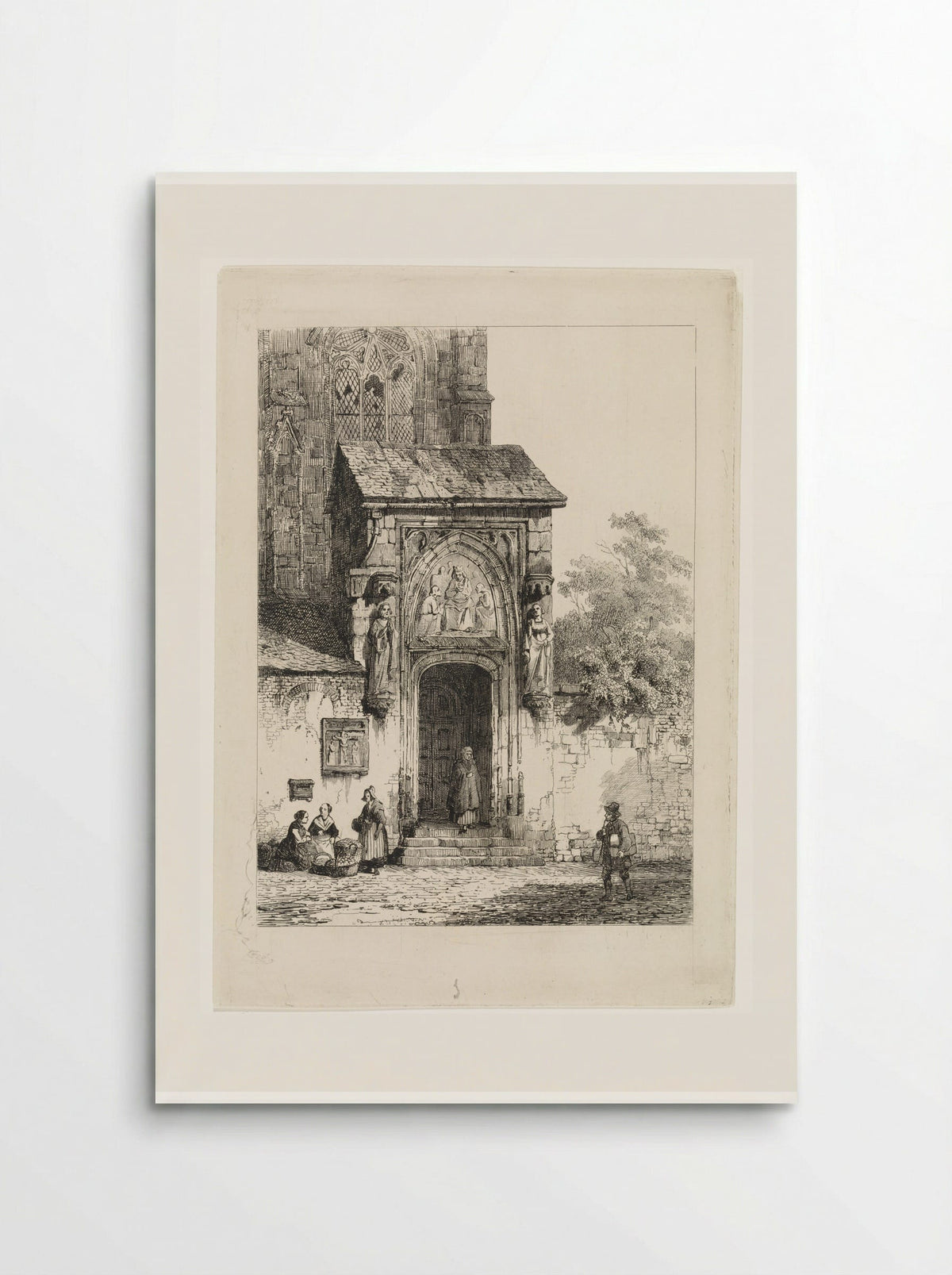 Gezicht op een kerkportaal - Cornelis Springer - Poster