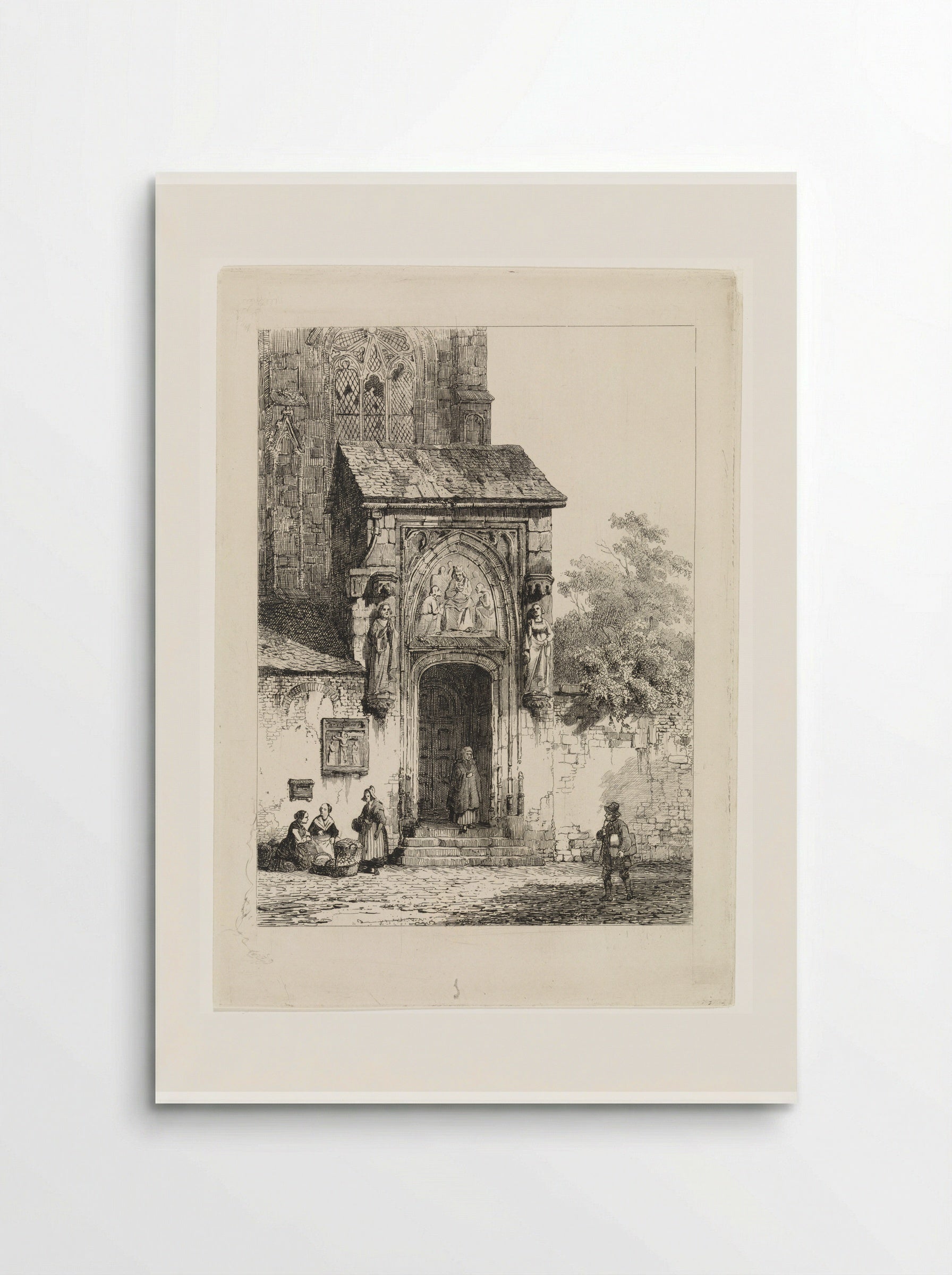 Gezicht op een kerkportaal - Cornelis Springer - Poster