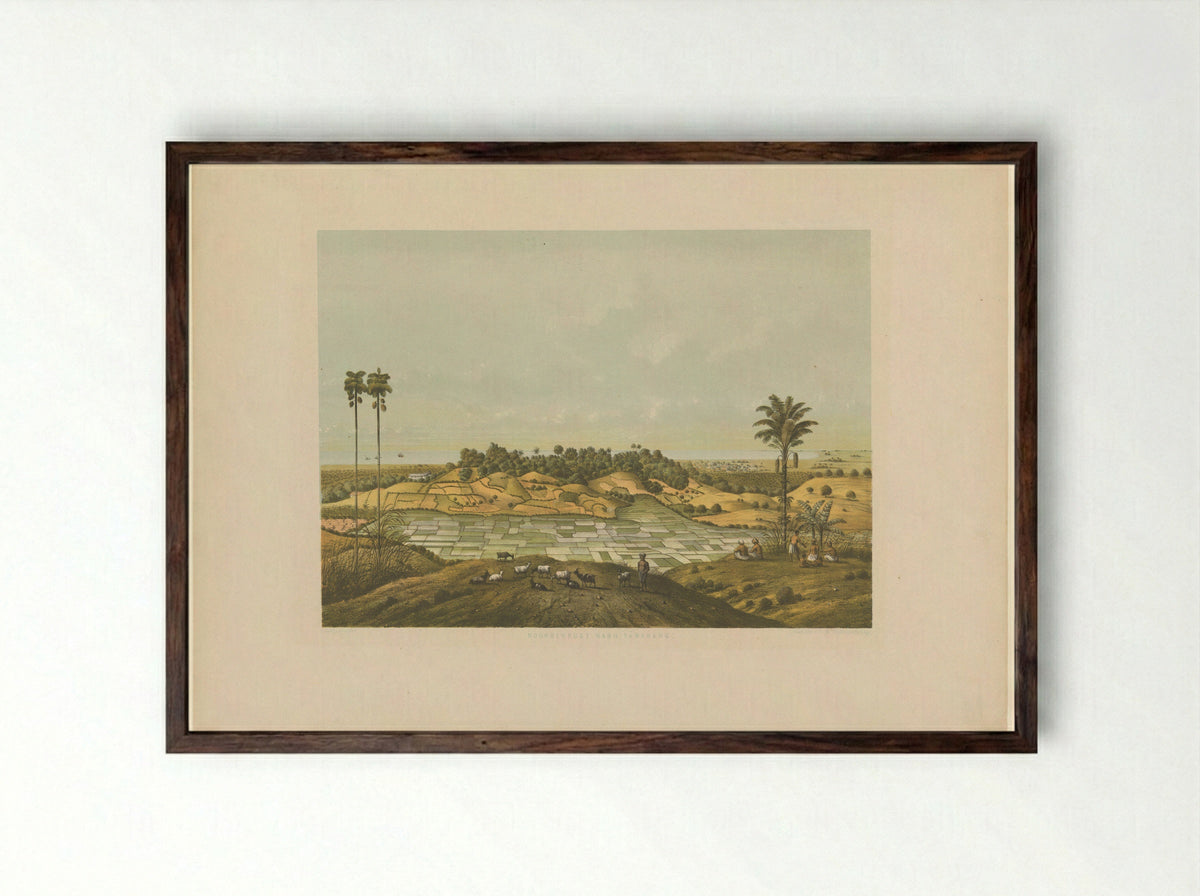 Gezicht op een landschap bij Samarang - Carl Wilhelm Mieling - Framed Print Dark Wood