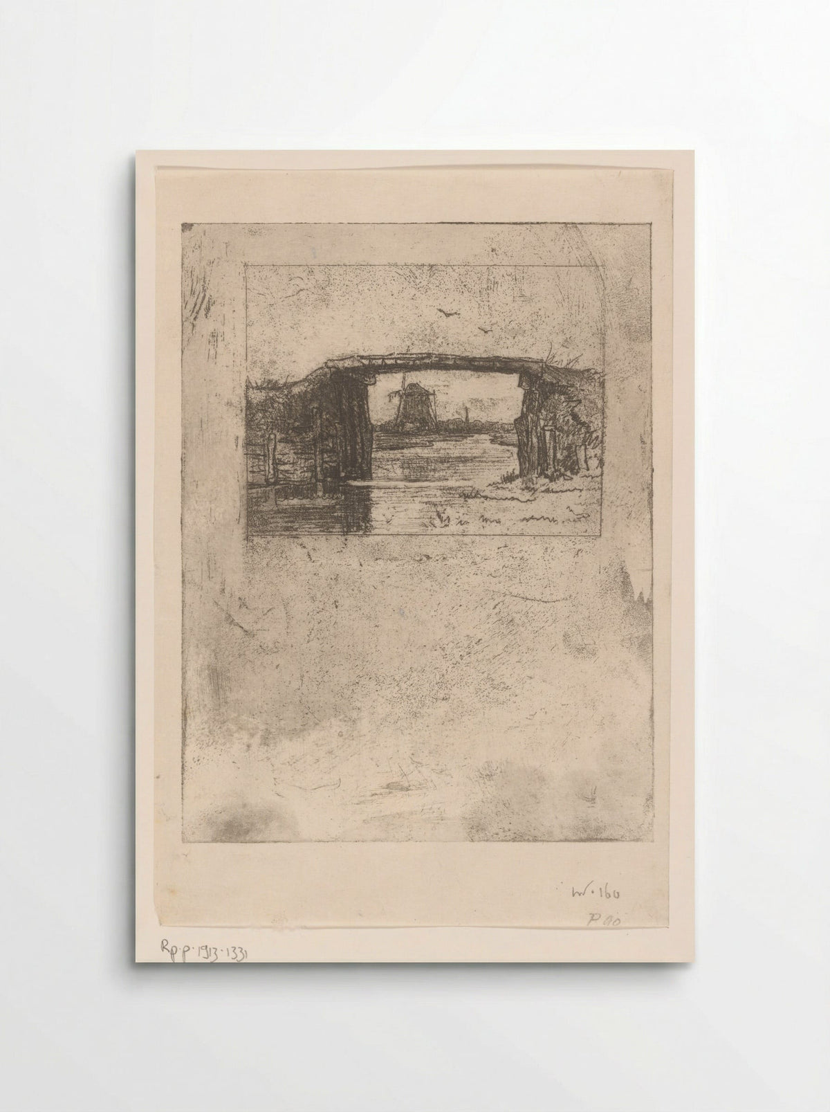 Gezicht op een molen onder een brug door - Philip Zilcken - Poster