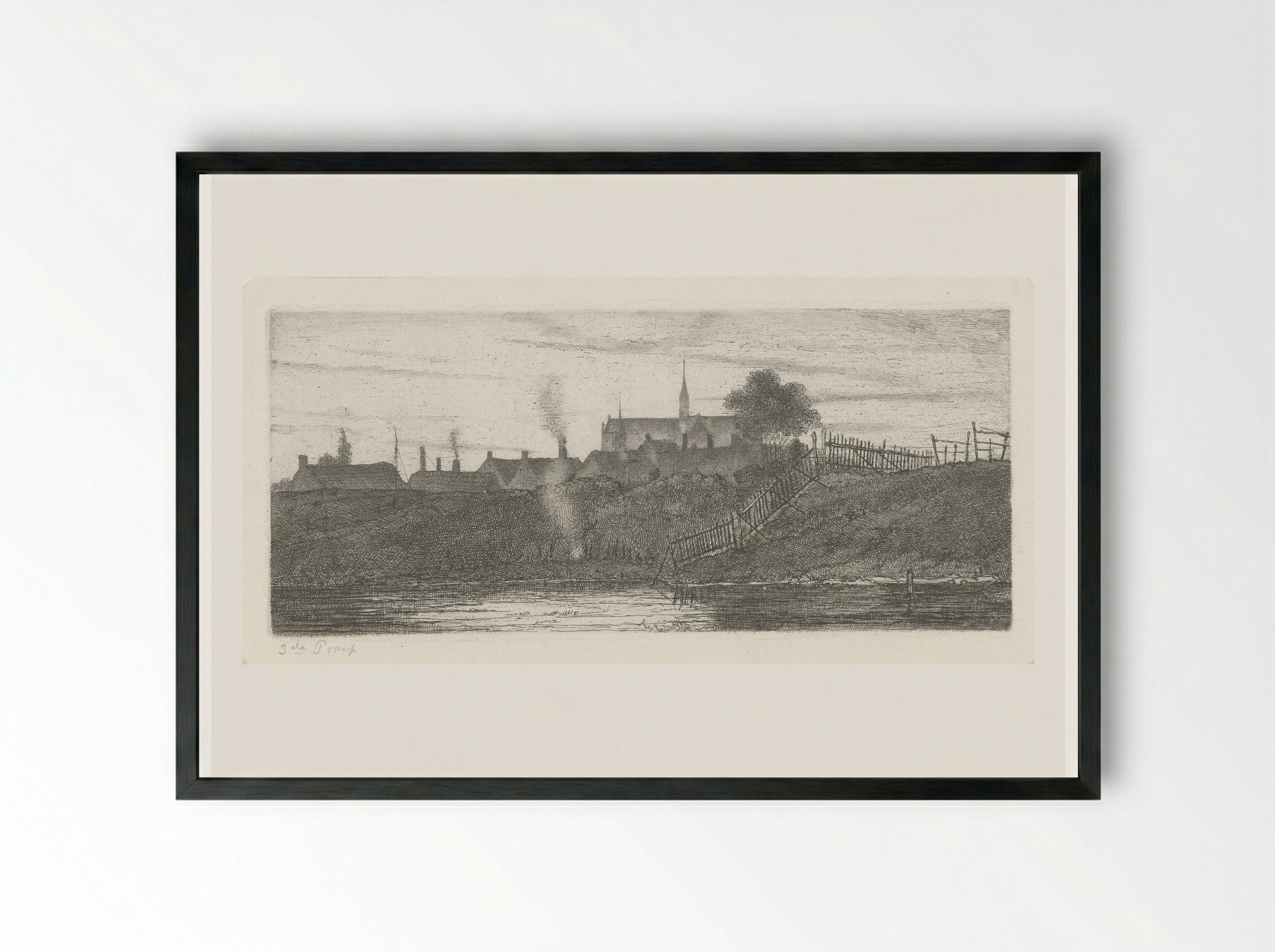 Gezicht op een stad (View of a City) - Jacobus Ludovicus Cornet - Framed Print Black