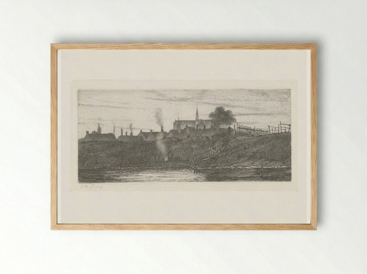 Gezicht op een stad (View of a City) - Jacobus Ludovicus Cornet - Framed Print Wood