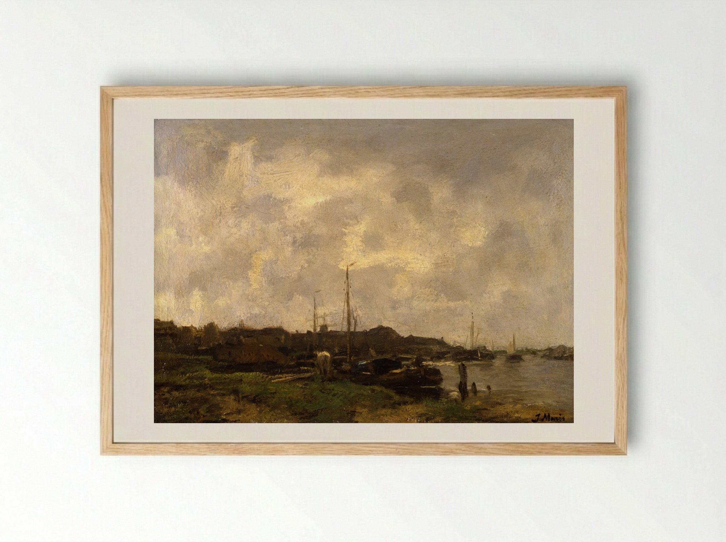 Gezicht op een stad (View of a City) - Jacob Maris - Framed Print Wood