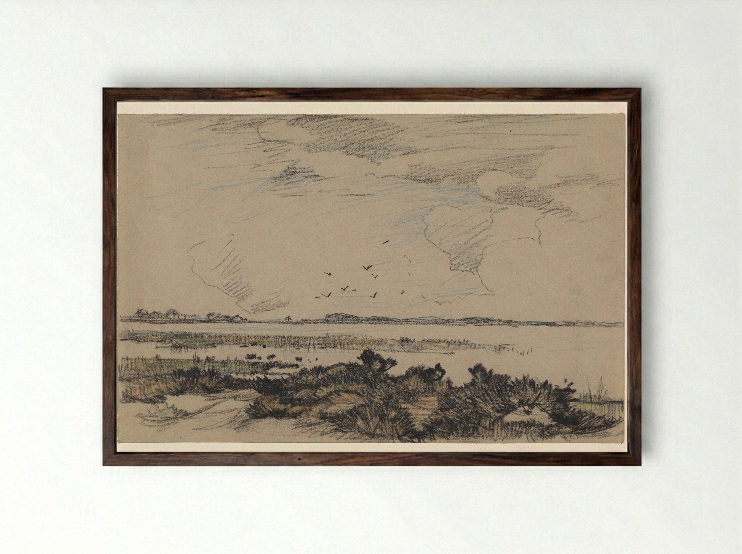 Gezicht op een ven - Edzard Koning - Framed Print Dark Wood