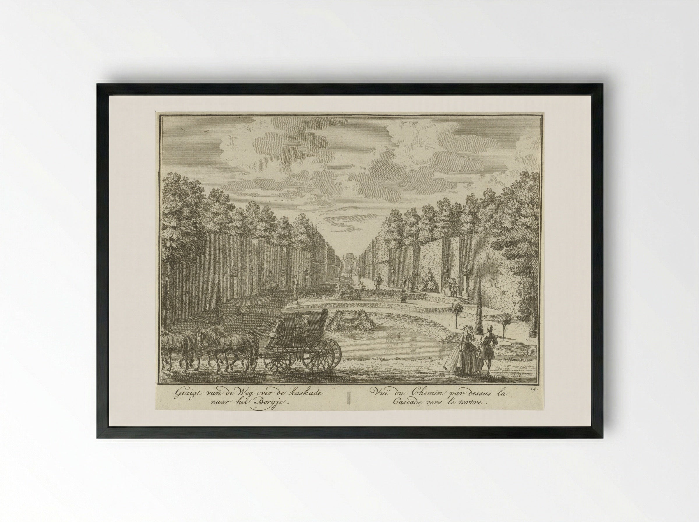 Gezicht op een vijver in de tuin van Huis ter Meer te Maarssen - Hendrik de Leth - Framed Print Black