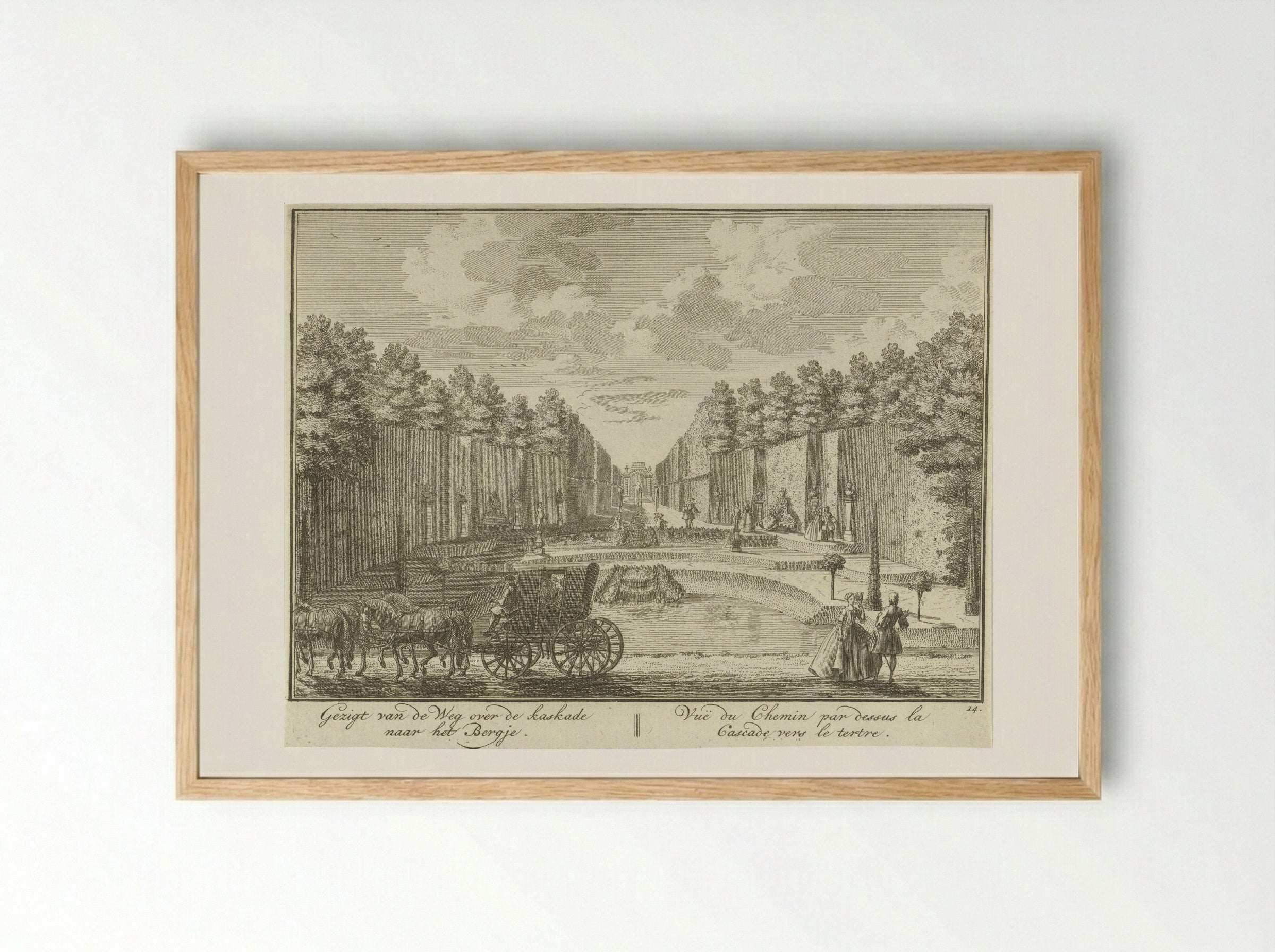 Gezicht op een vijver in de tuin van Huis ter Meer te Maarssen - Hendrik de Leth - Framed Print Wood