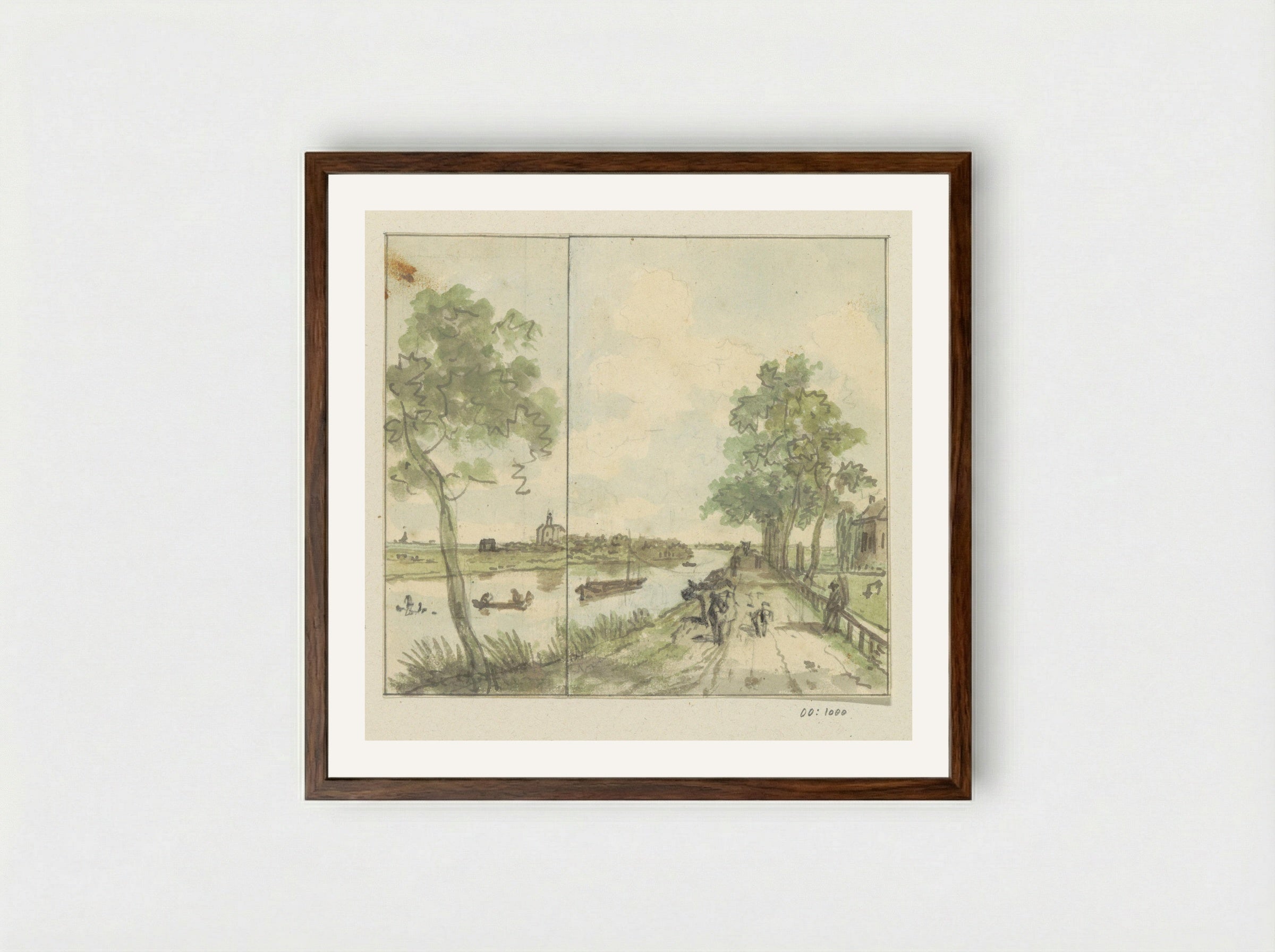 Gezicht op een weg langs het water - Jurriaan Andriessen - Framed Print Dark Wood