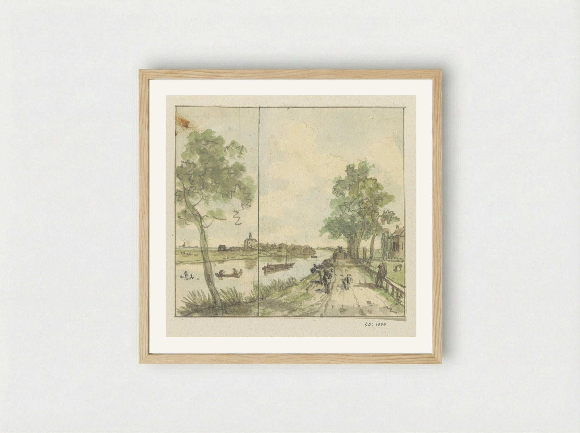 Gezicht op een weg langs het water - Jurriaan Andriessen - Framed Print Wood