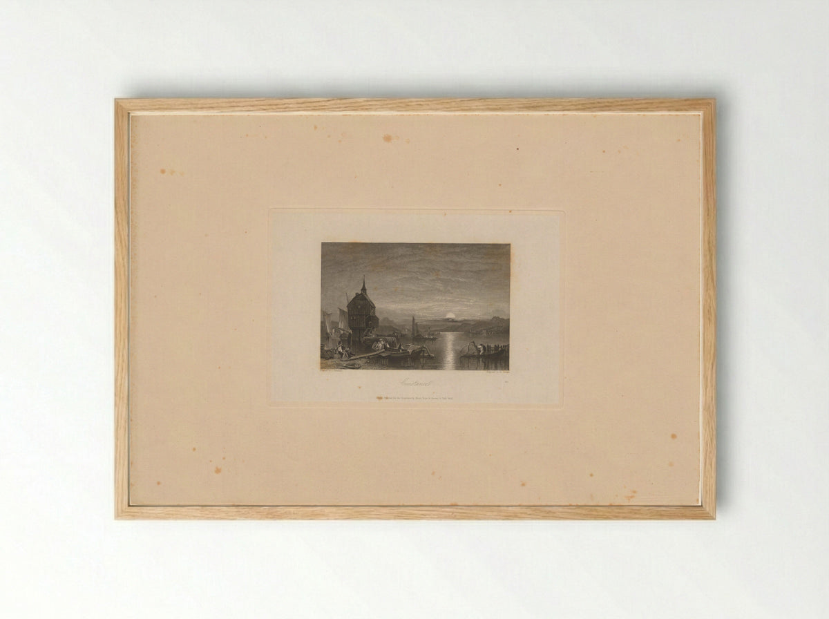 Gezicht op een zonsondergang bij Konstanz - H. Jorden - Framed Print Wood