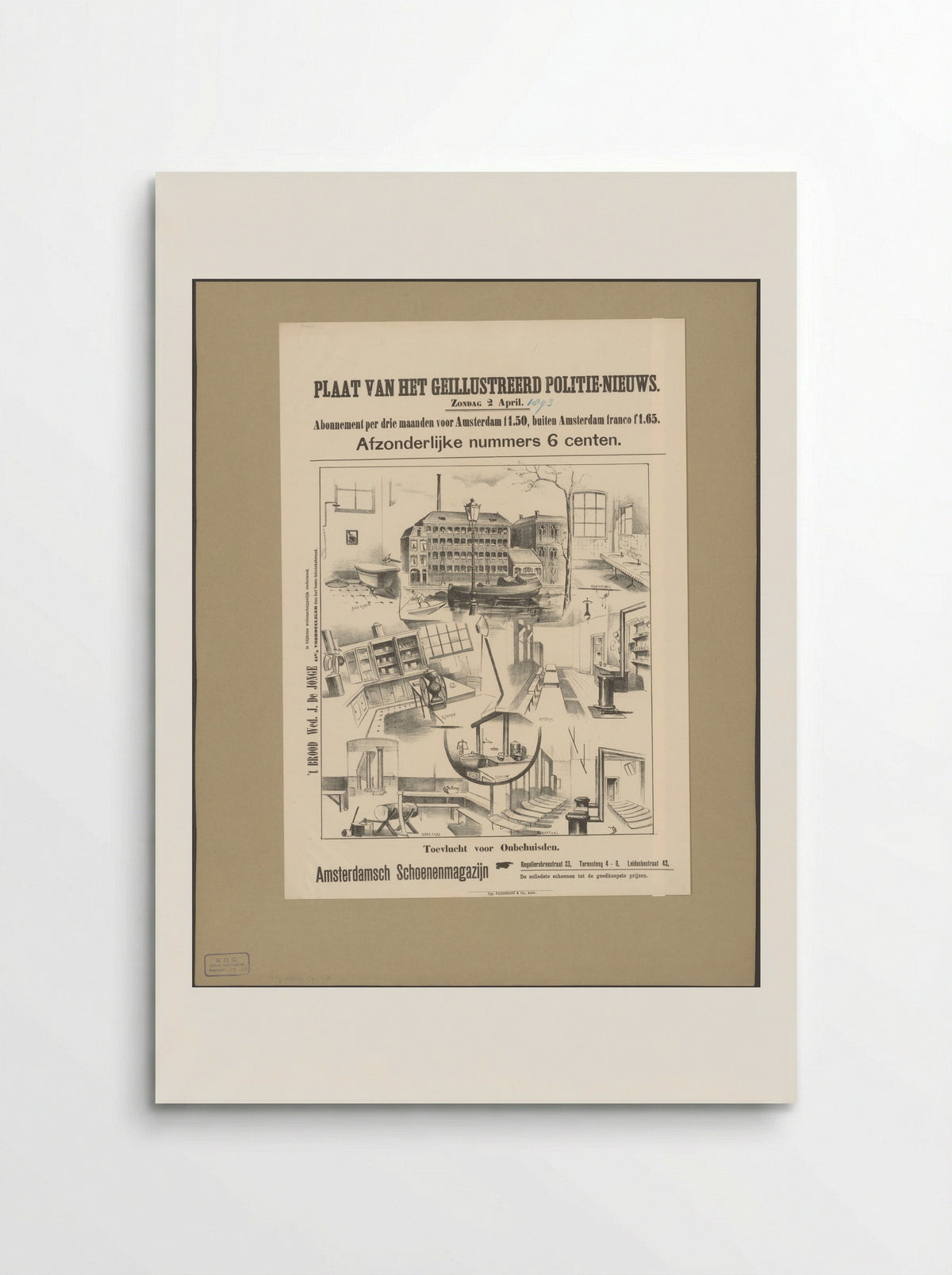 Gezicht op en interieur van het tehuis Toevlucht voor Onbehuisden te Amsterdam - Johan Braakensiek - Poster