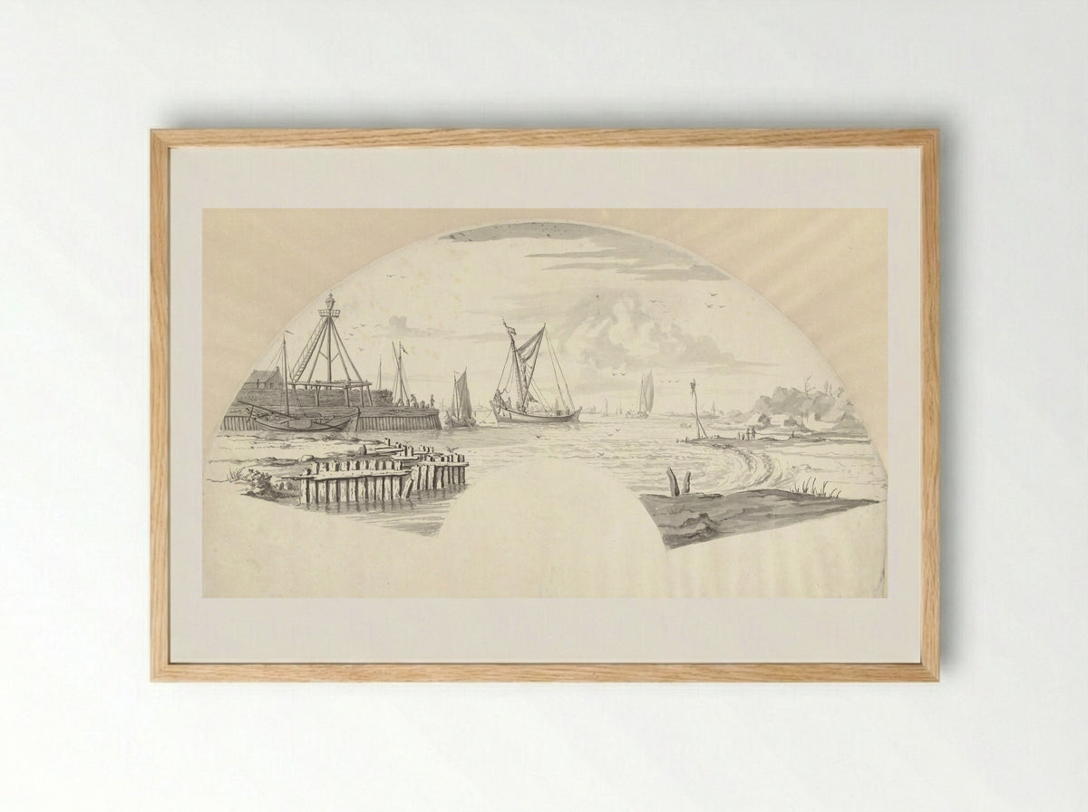 Gezicht op enkele kleine boten op het water - Pieter Idserts - Framed Print Wood