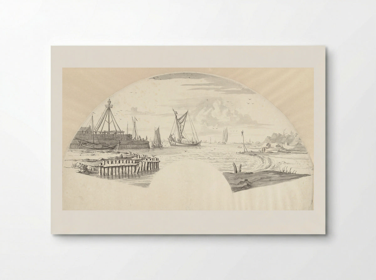 Gezicht op enkele kleine boten op het water - Pieter Idserts - Poster
