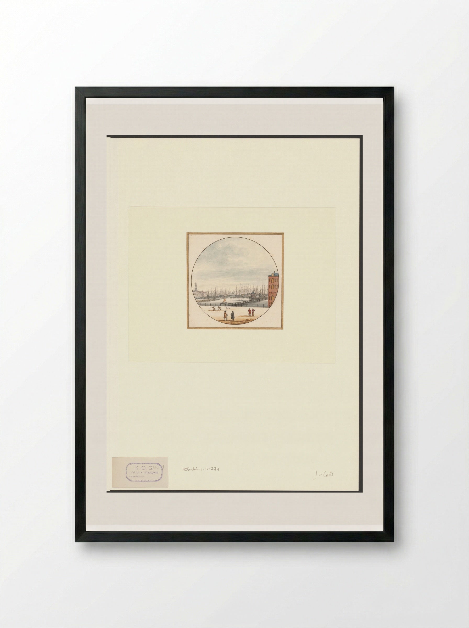Gezicht op enkele schepen bij de Admiraliteitswerf - Jan van Call (I) - Framed Print Black