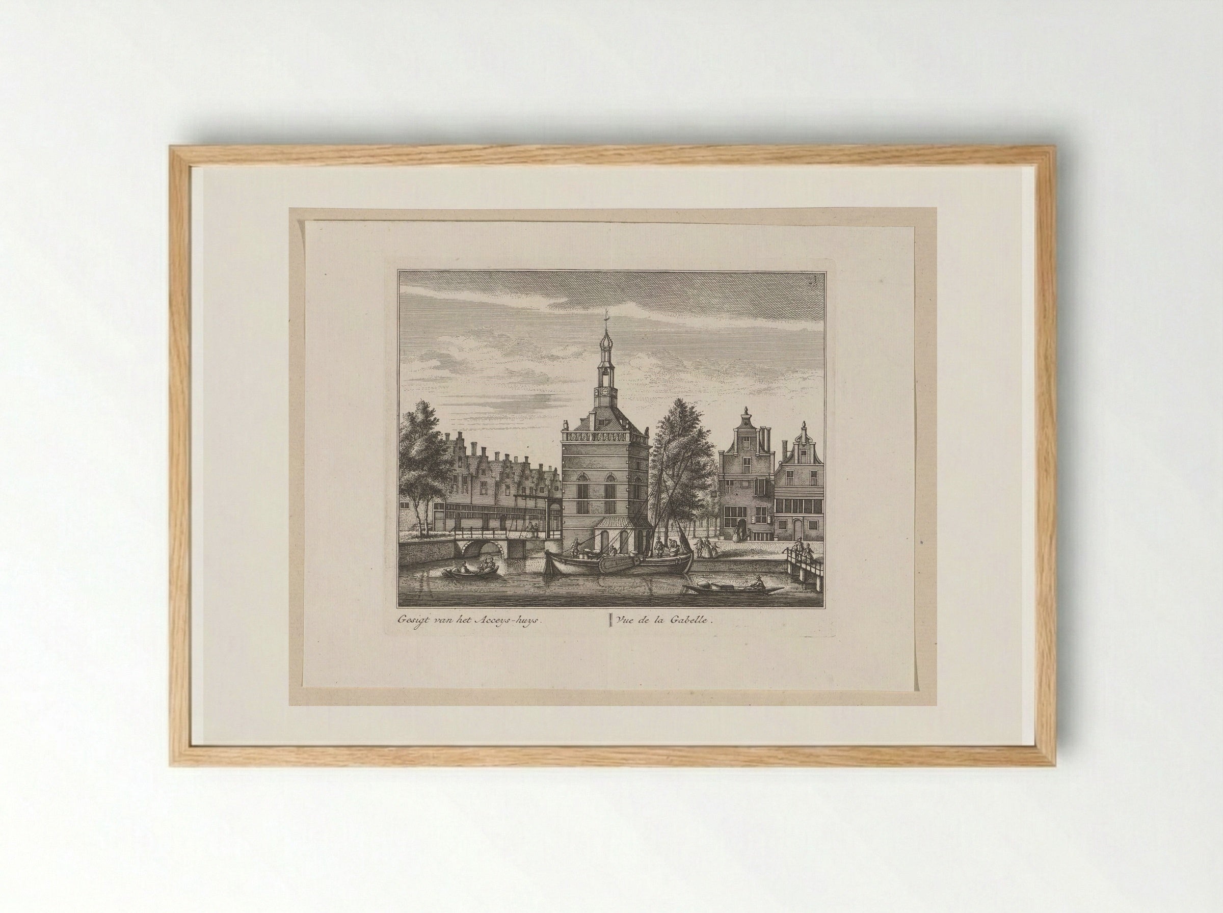 Gezicht op het Accijnshuis te Alkmaar - Leonard Schenk - Framed Print Wood