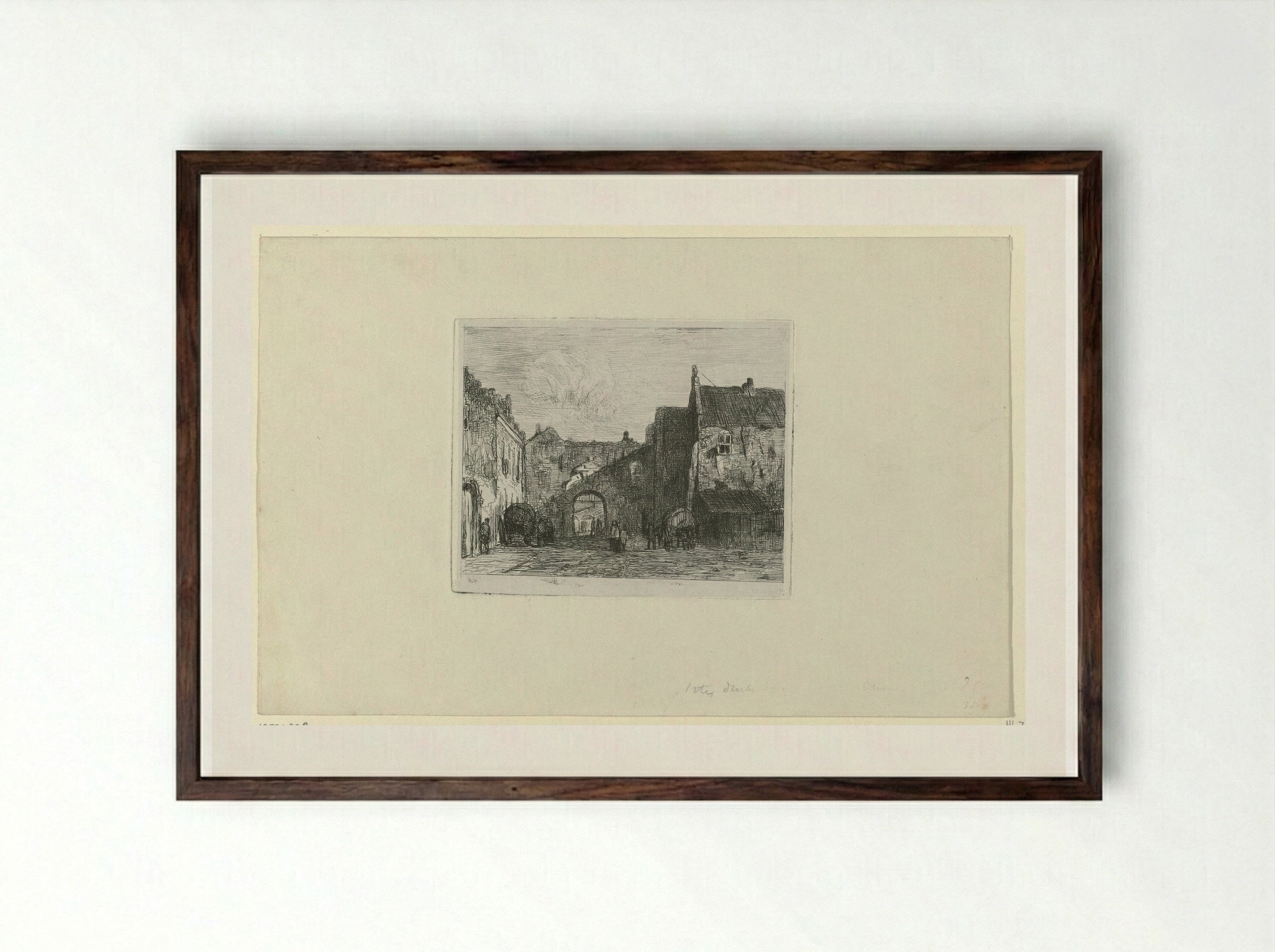 Gezicht op het Binnenhof - Jan Weissenbruch - Framed Print Dark Wood
