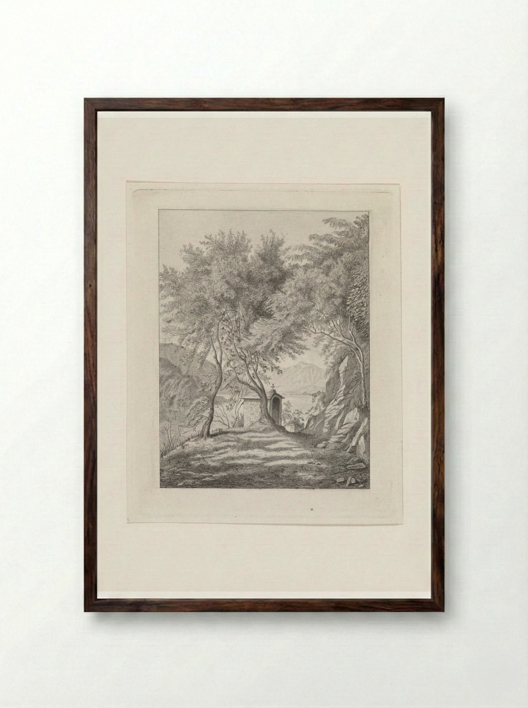 Gezicht op het Comomeer - David van der Kellen - Framed Print Dark Wood