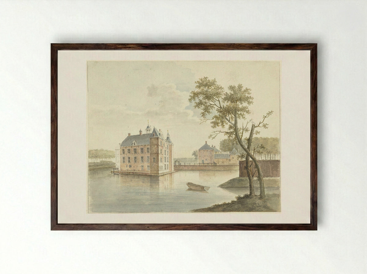Gezicht op het Huis de Marsch - Johan Antonie Kaldenbach - Framed Print Dark Wood