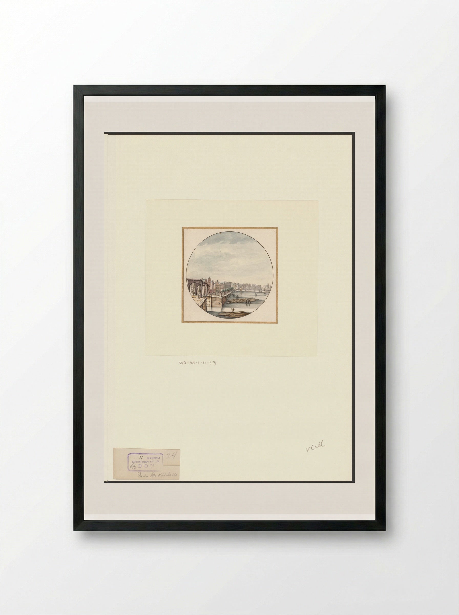 Gezicht op het IJ en het Oosterdok met houtvlotten - Jan van Call (I) - Framed Print Black