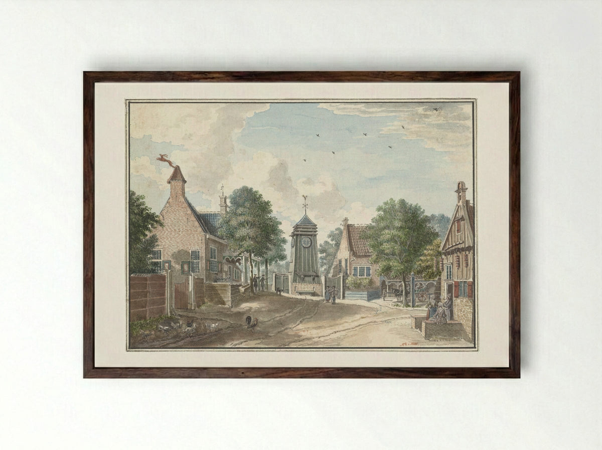 Gezicht op het Klokhuis te Overveen - Jan de Beijer - Framed Print Dark Wood