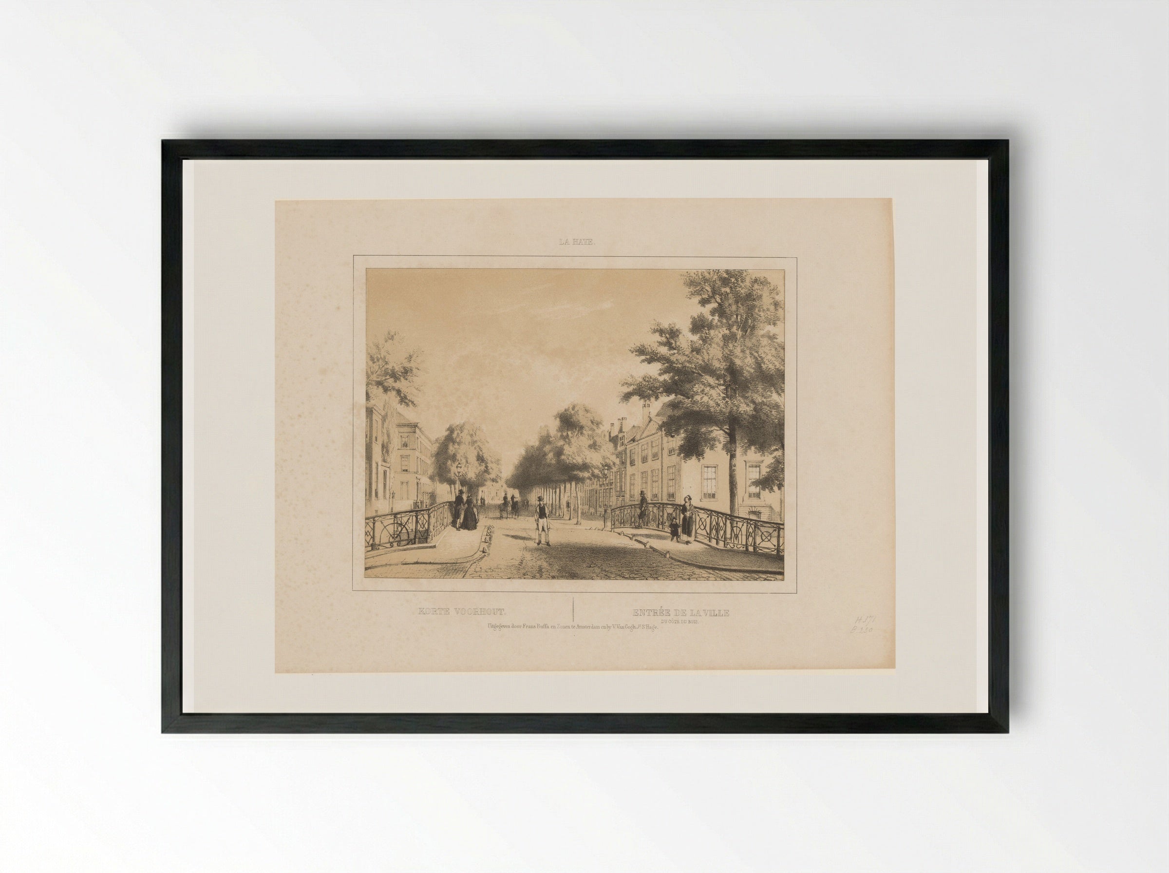 Gezicht op het Korte Voorhout te Den Haag - Jan Weissenbruch - Framed Print Black