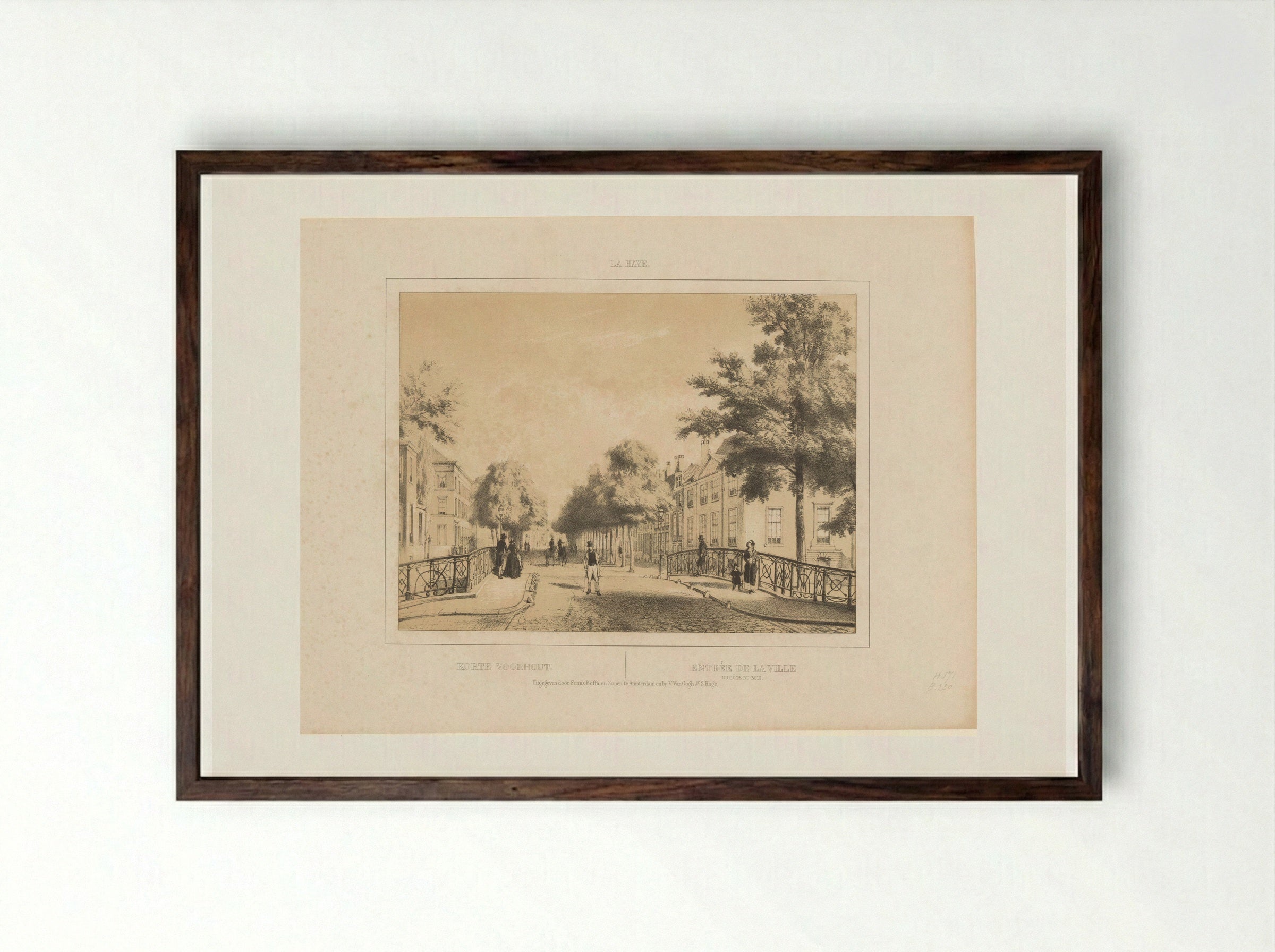 Gezicht op het Korte Voorhout te Den Haag - Jan Weissenbruch - Framed Print Dark Wood