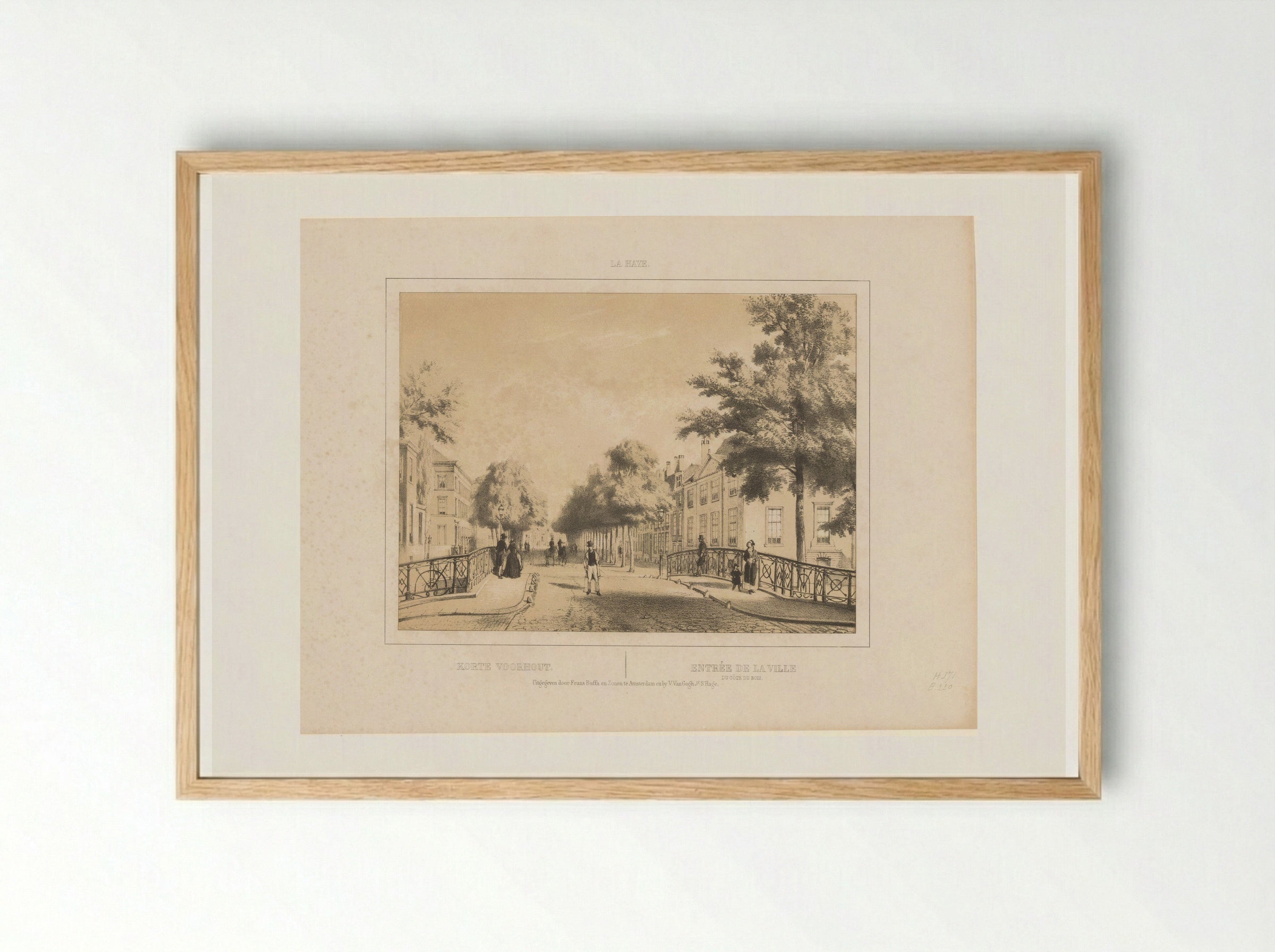 Gezicht op het Korte Voorhout te Den Haag - Jan Weissenbruch - Framed Print Wood