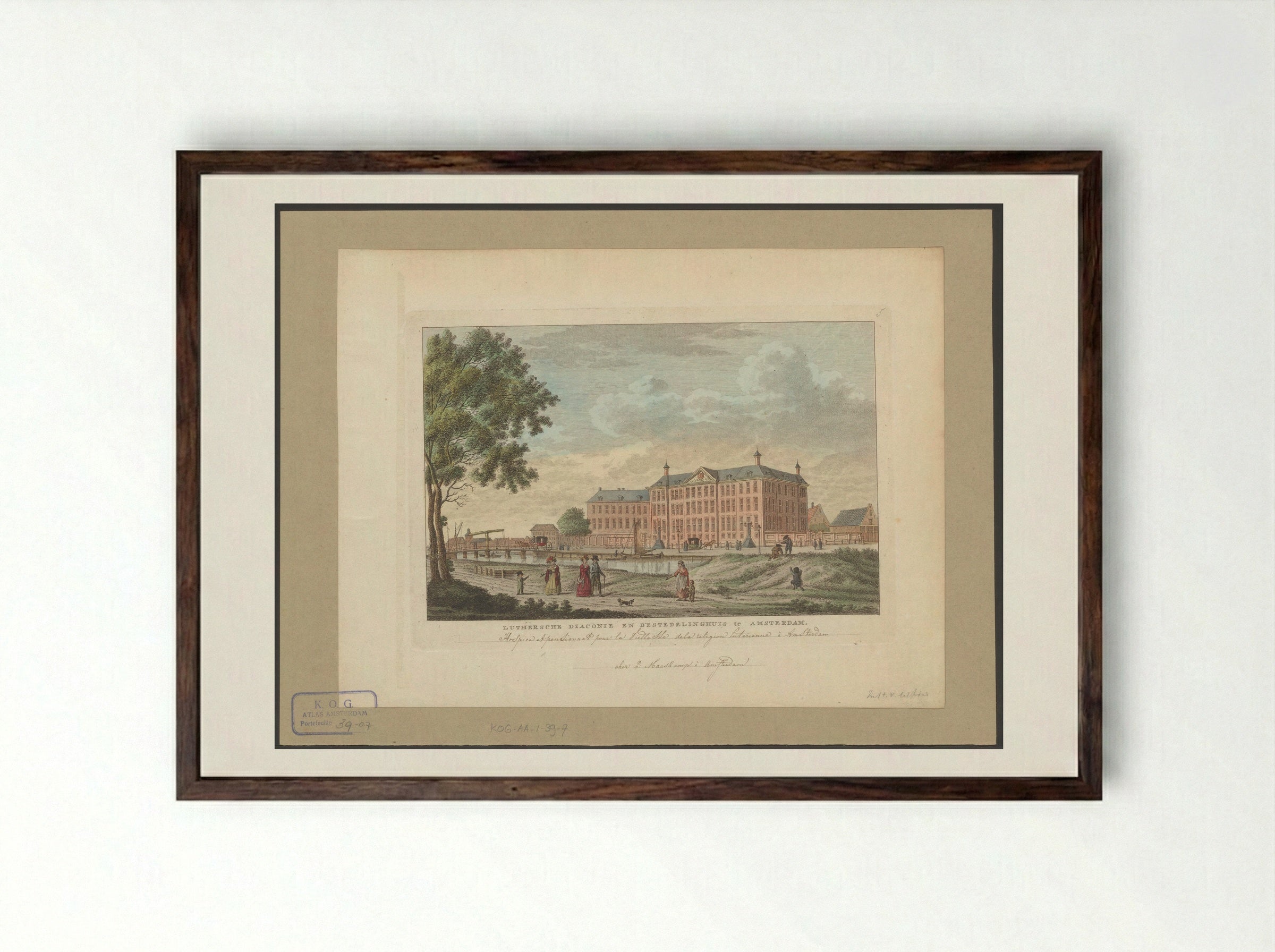 Gezicht op het Lutherse Diaconiehuis te Amsterdam - Carel Frederik Bendorp (I) - Framed Print Dark Wood