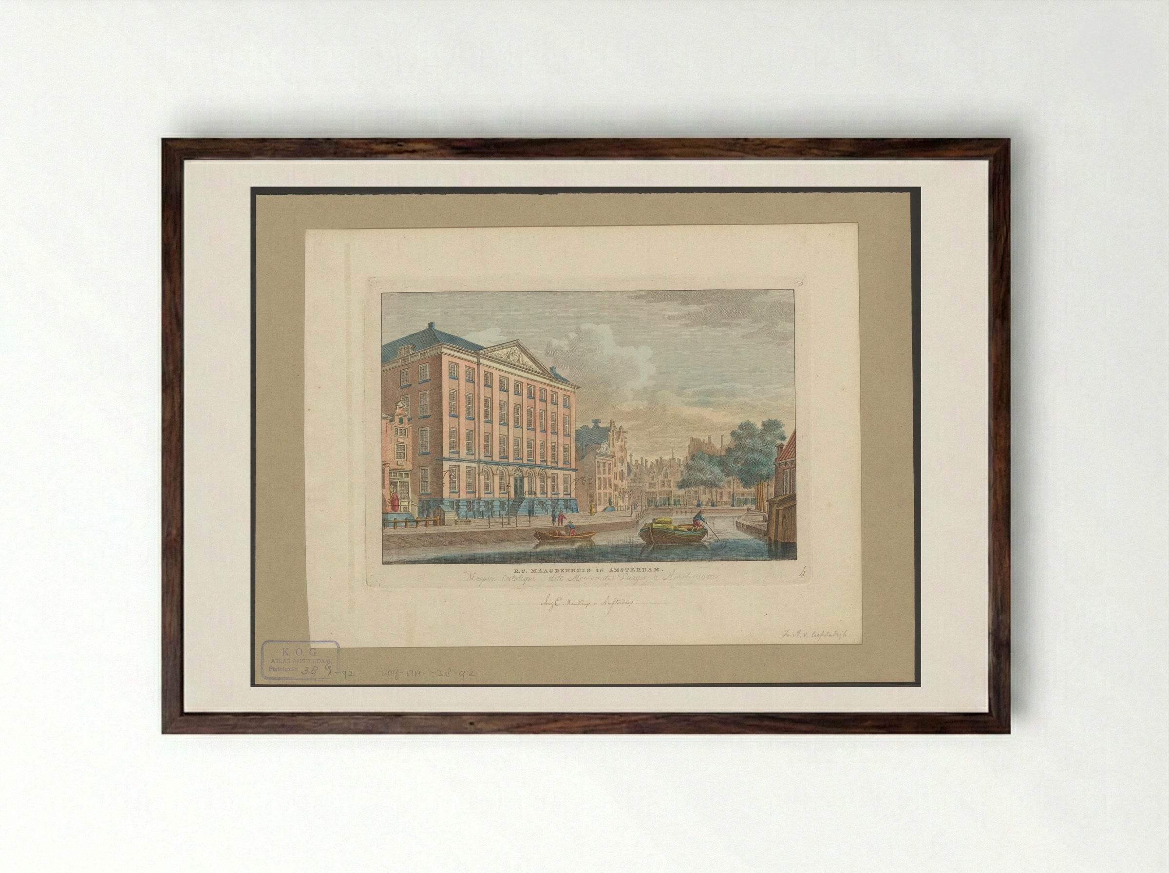 Gezicht op het Maagdenhuis te Amsterdam - Carel Frederik Bendorp (I) - Framed Print Dark Wood