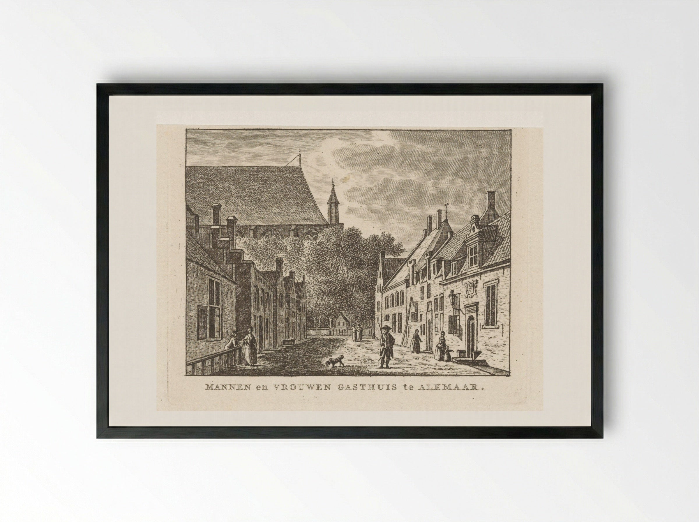 Gezicht op het Mannen- en Vrouwengasthuis te Alkmaar - Carel Frederik Bendorp (I) - Framed Print Black