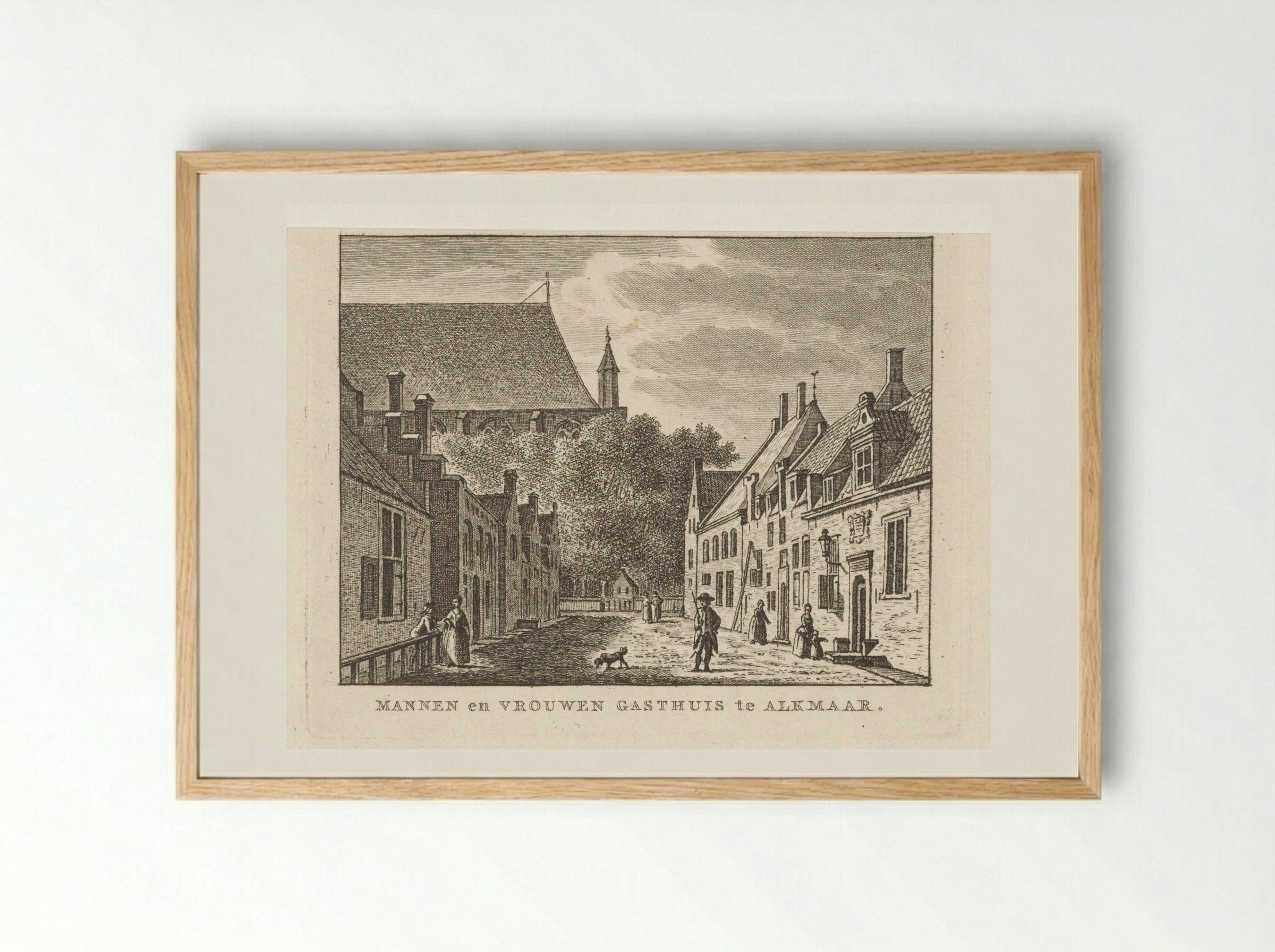 Gezicht op het Mannen- en Vrouwengasthuis te Alkmaar - Carel Frederik Bendorp (I) - Framed Print Wood